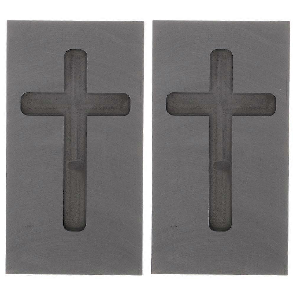 Smelting Tools Graphite Mold For Metal Casting Industrial Use Cross Shape 8.80X4.90X1.40CM High-Temperature Melting 2Set