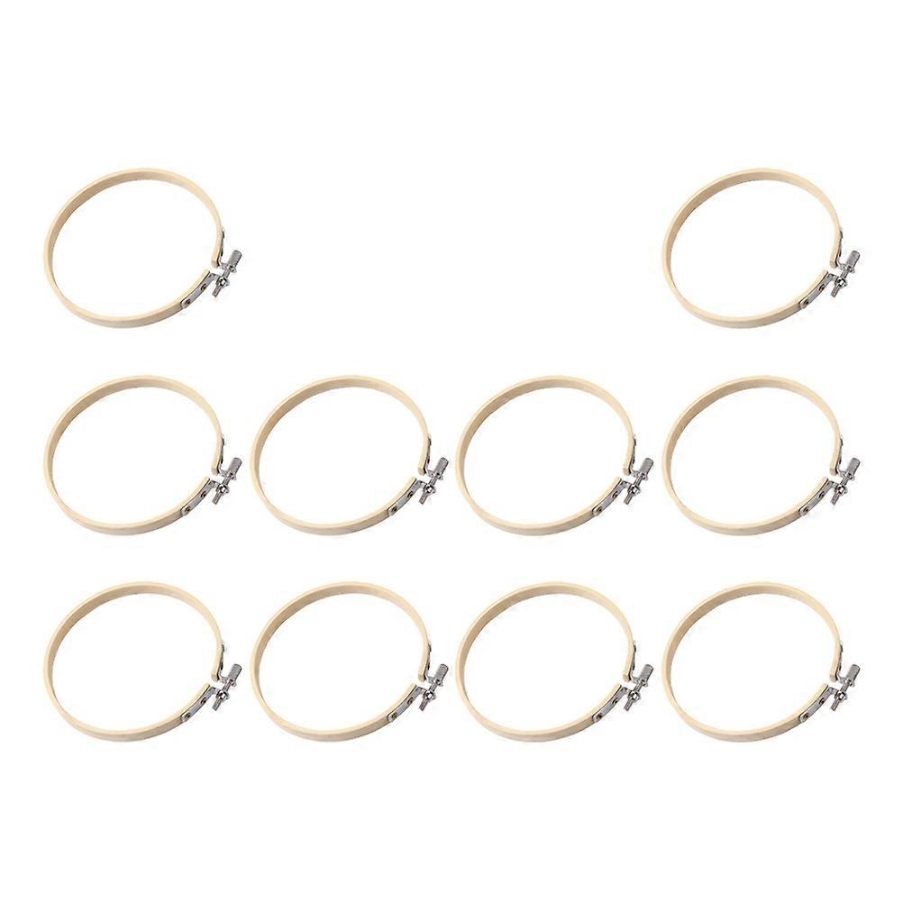 Embroidery Circle Frame Bamboo Traditional Chinese Design DIY Craft Tool Beige 18cm Fixing Fabric 10Pcs