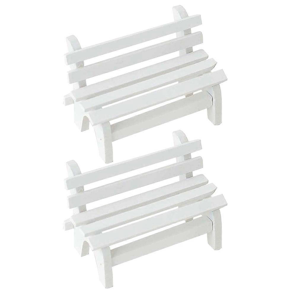 White Mini House Chair Set of 2 Synthetic Material for Decor Small Furniture Miniatures