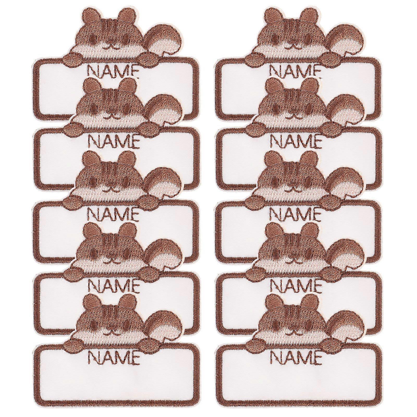 Clothes Iron On Name Tags Rectangular Writable Light Brown 5.5x4.5cm 10Pcs