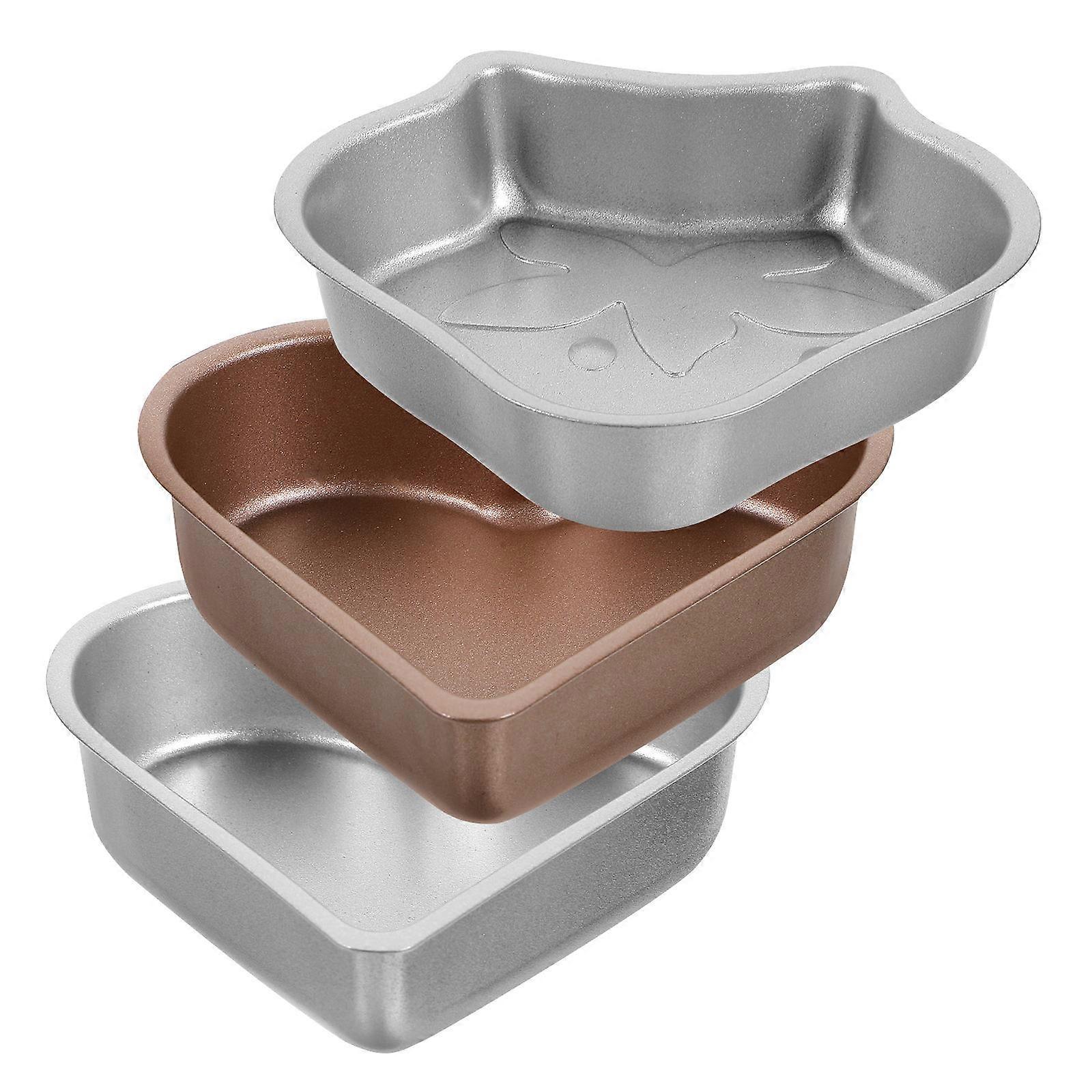 Mini Cheesecake Molds Cake Baking Mold Non-stick High-carbon Steel Strawberry Shape 3Pcs