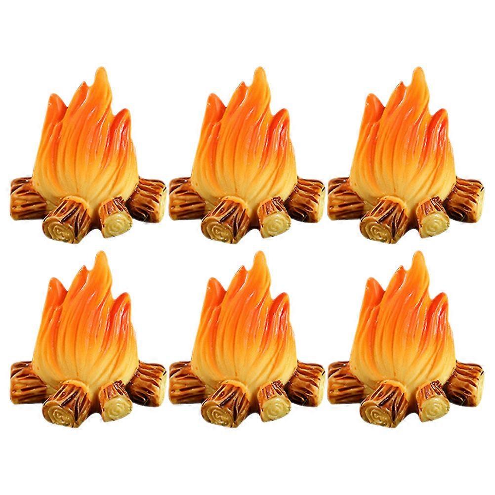Mini Campfire Resin Bonfire Models for 6Pcs Micro Decorative Props