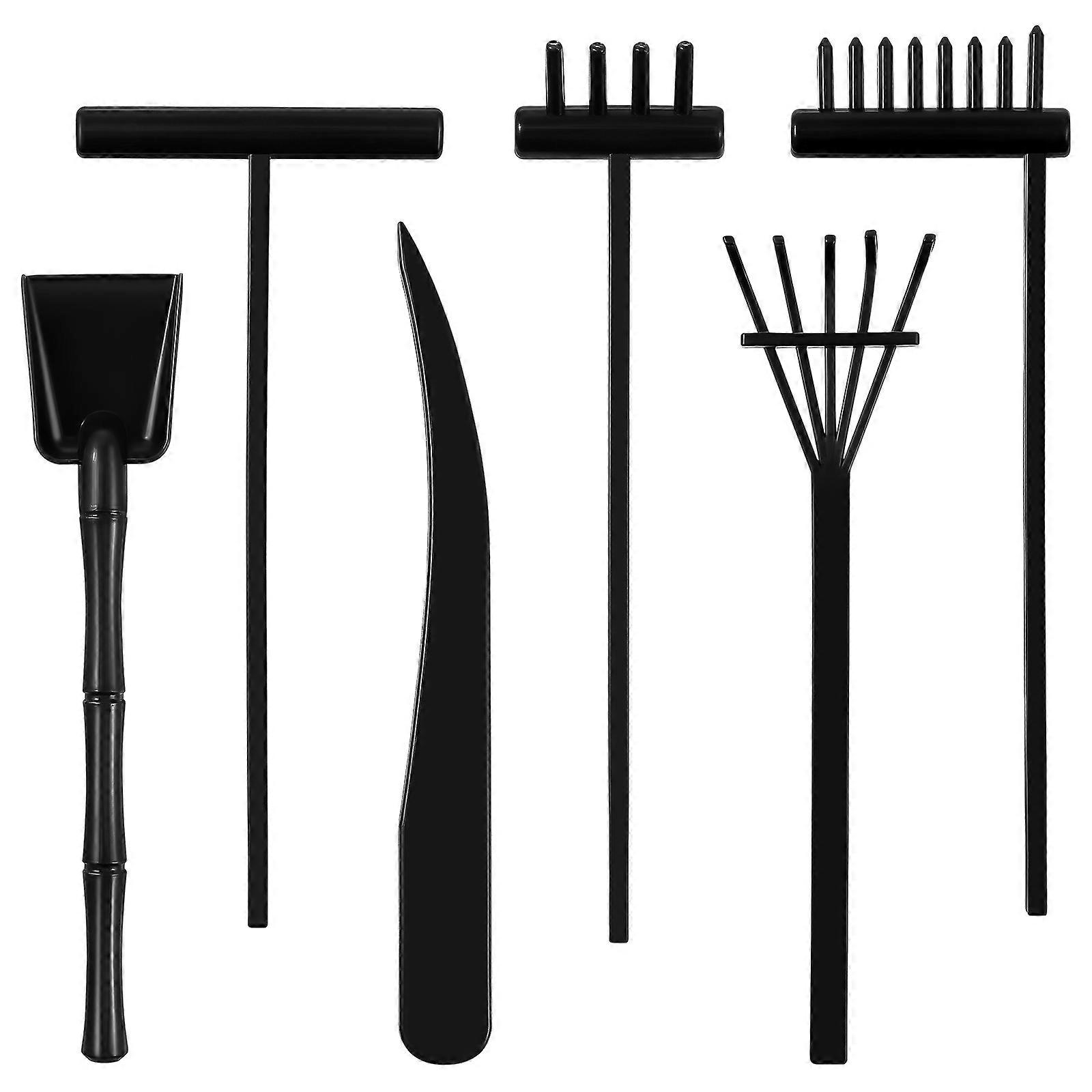 Garden Decoration Mini Zen Rakes Plastic Tools for Bookshelf Decorations 6Pcs