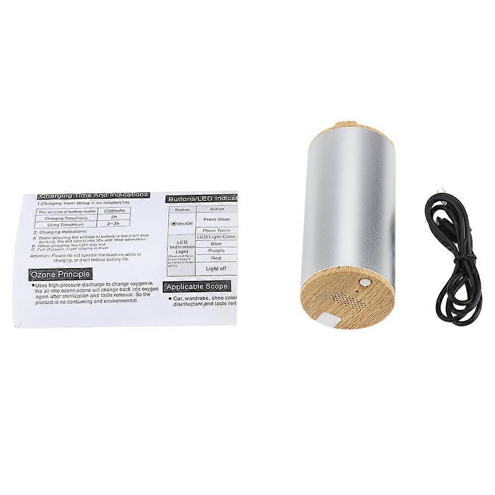 Portable USB Air Purifier Cleaner Room Office Ozone Deodorization Sterilization Device Silver