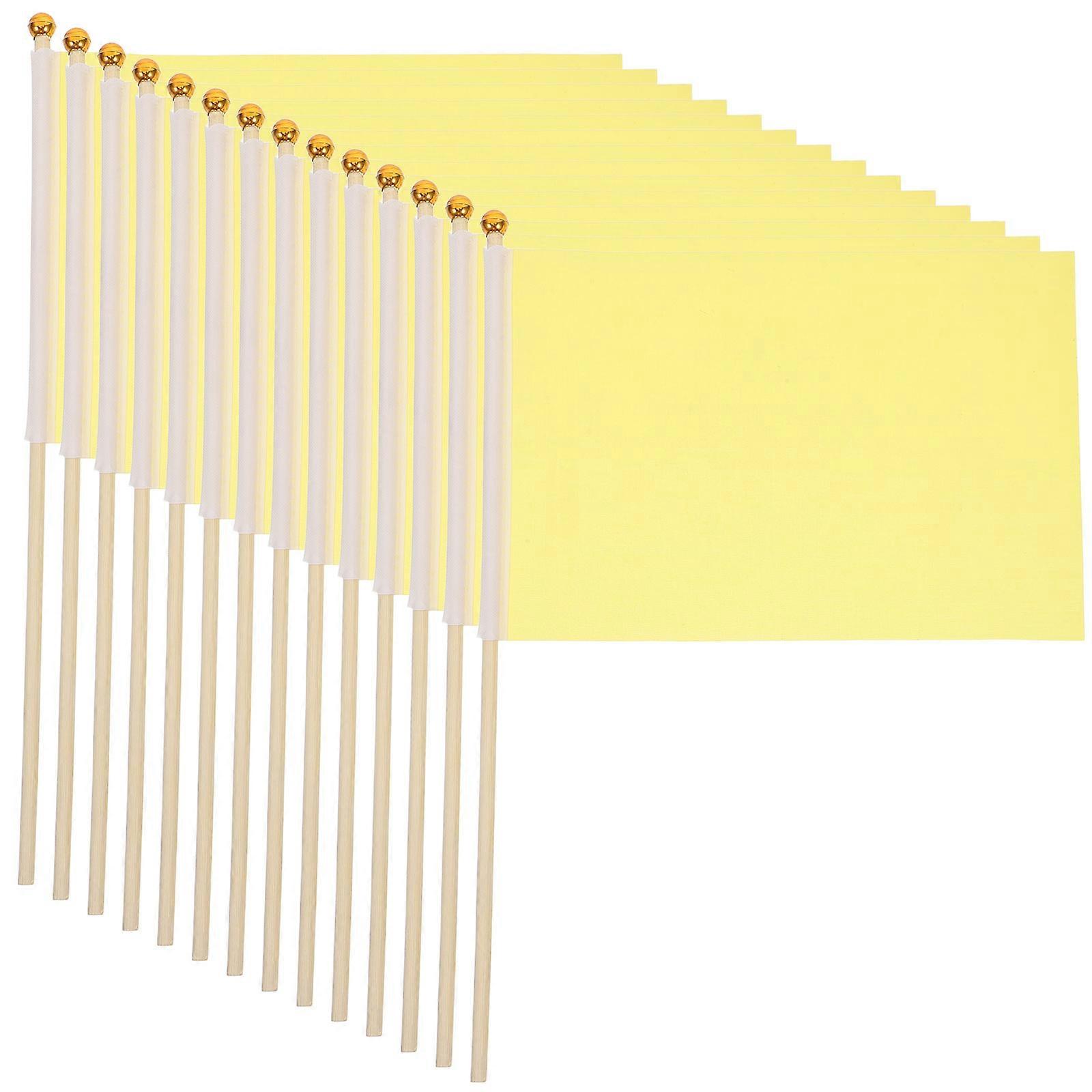 Handheld Colored Flags Square Shape Bright Design Festival Party Parade 14x21cm Yellow Polyester 25Pcs