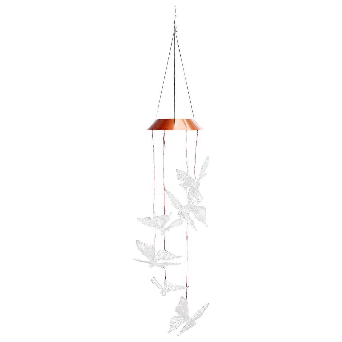 Garden Patio Decoration Wind Chime Lamp Butterfly Shape Solar Powered For Home Balcony Porch Patio Garden 60 x 12.5 x 4.5cm 1Pcs