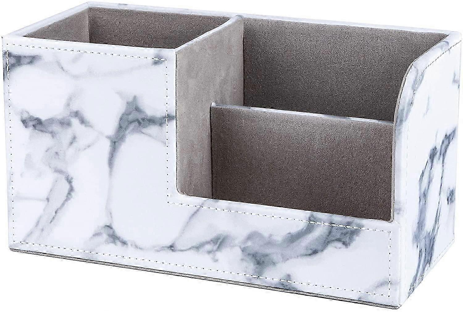 Office desk organizer Multifunctional PU leather 3 compartments Pen box Pen holder Tidy table organi