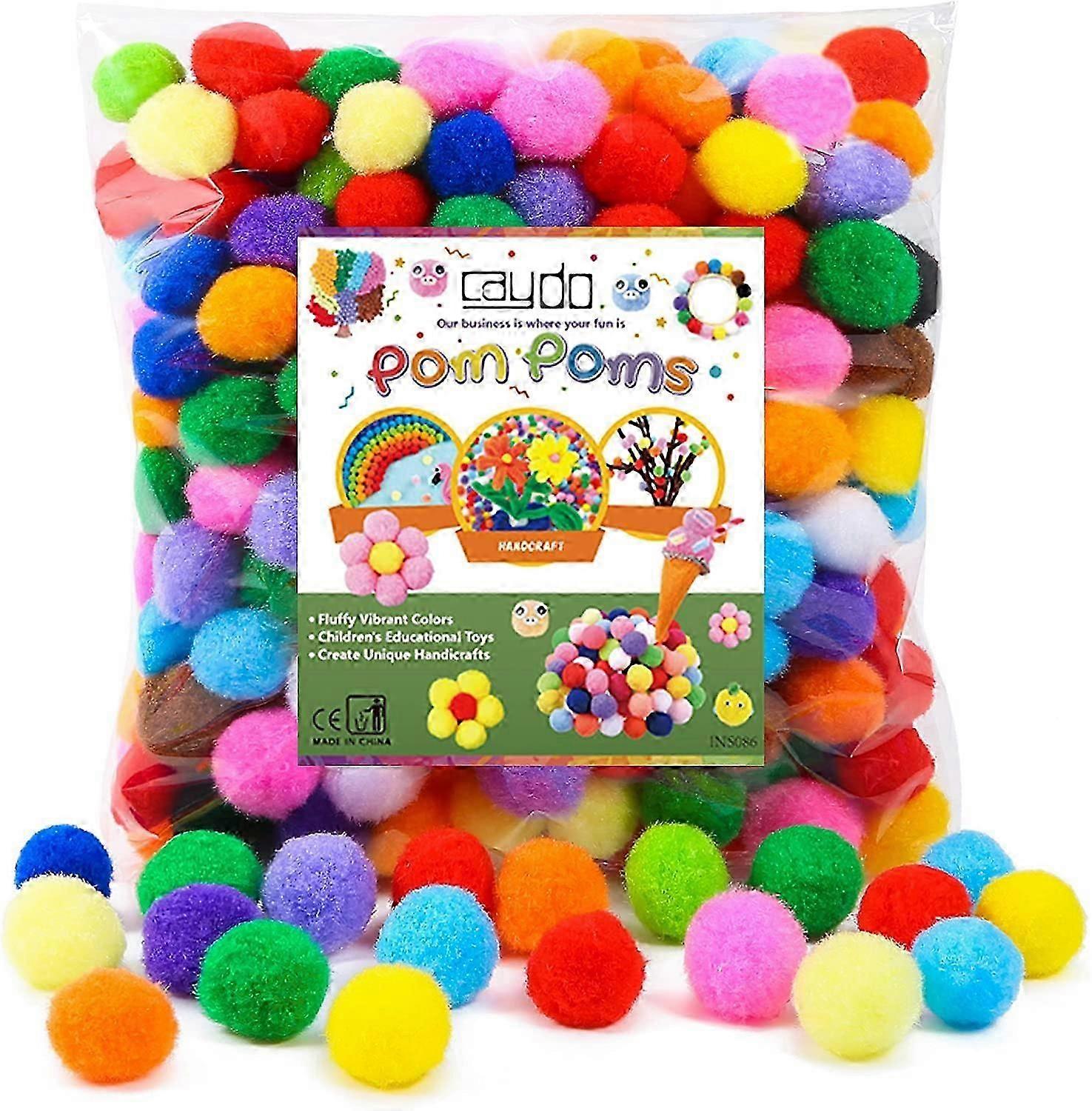 300-piece Multicolour Pompom Assortment For Diy Craft Projects And Decorations