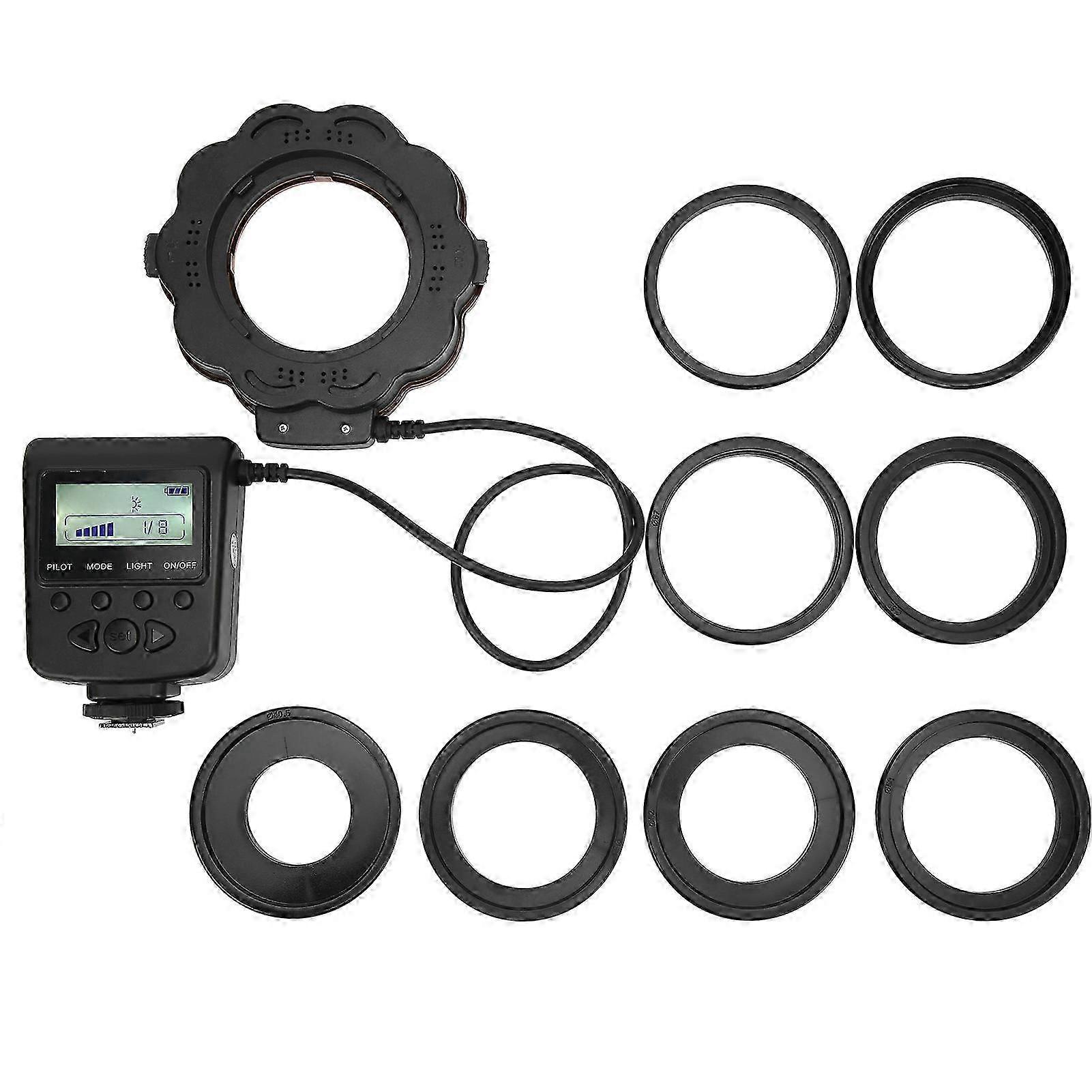 Camera Lens LED Ring Flash Light with Multiple Adapter Rings 40.5/52/55/58/62/67/72/77mm