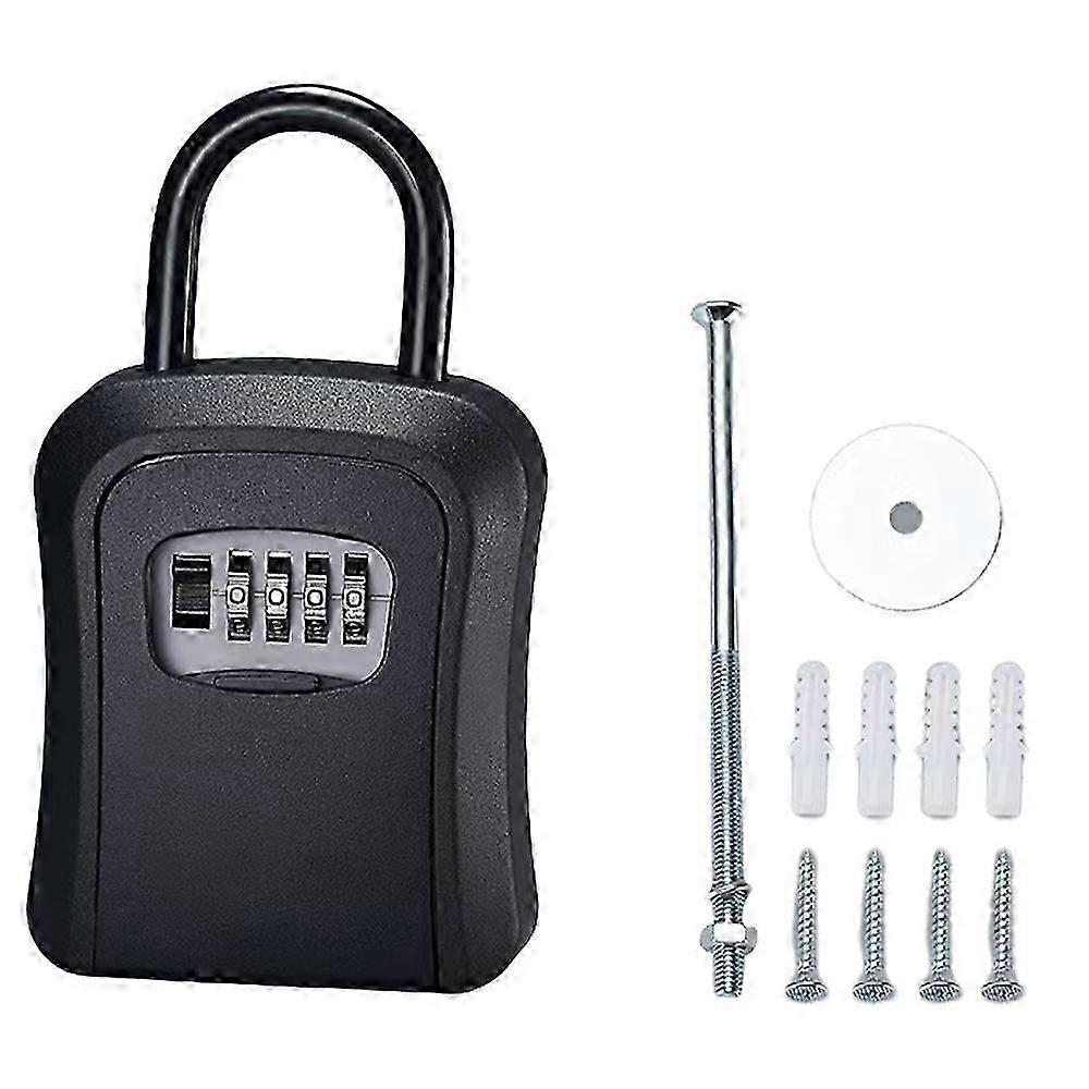 Key Box Suitable for Certain Brands Removable Wall-Mountable Aluminum Alloy with Hook 4-Digit Mechanical Password Waterproof 129.54cm Black