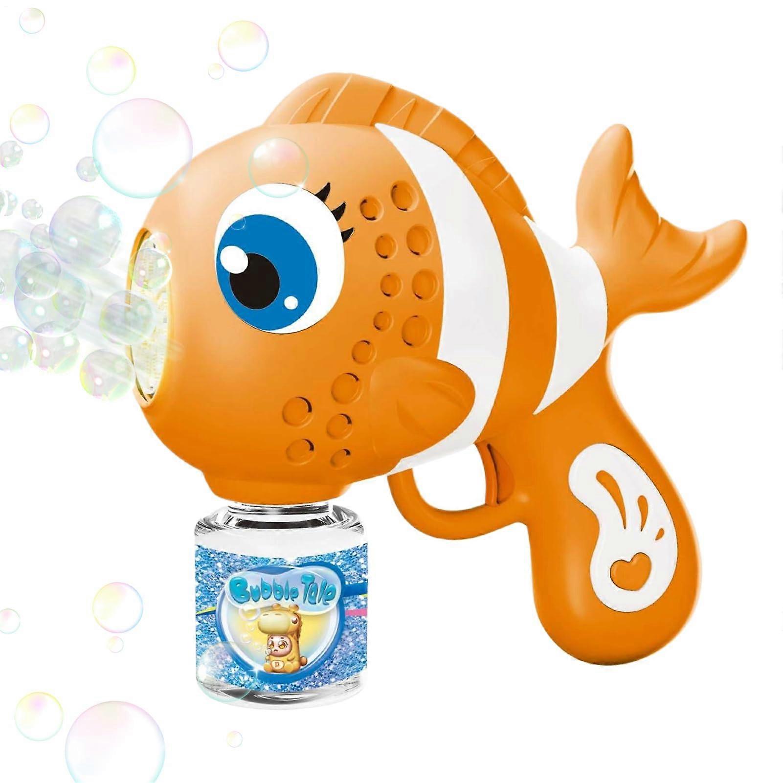 Automatic Bubble Machine, Fun FishShaped for Kids' Parties, Bathtime, Orange