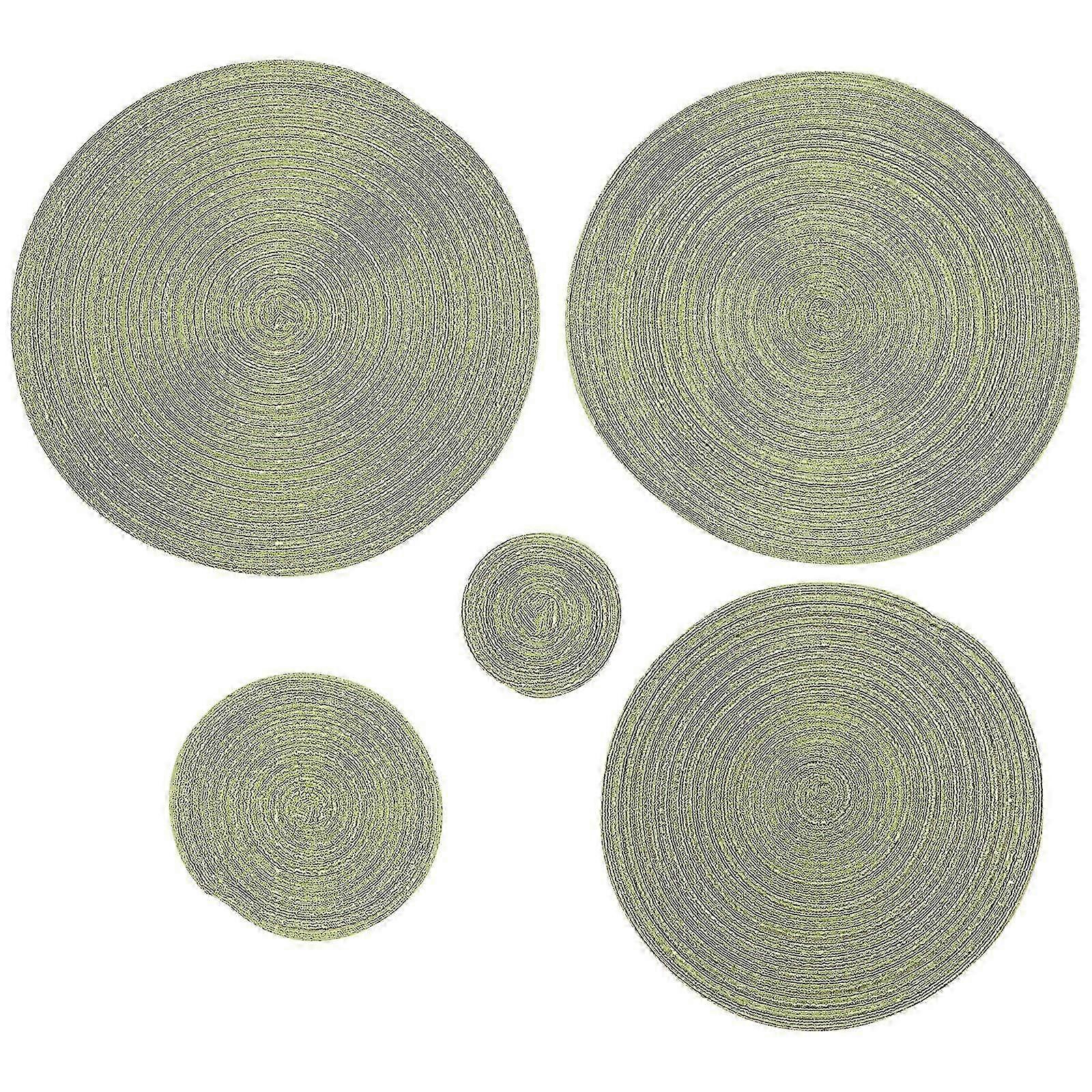 5pcs Nordic Style Runde gewebte Tischset Tischset Untersetzer Cup Mat