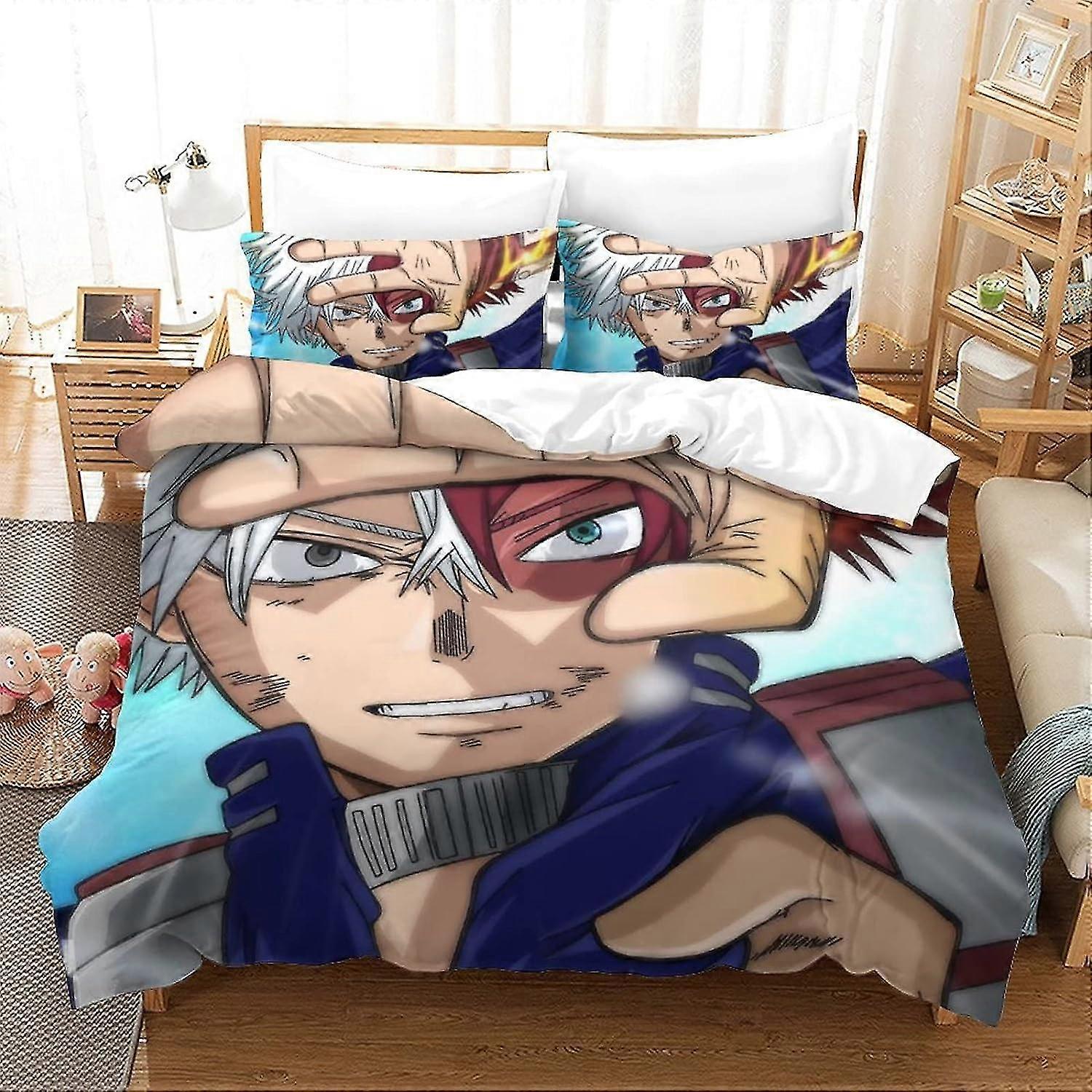 My Hero Academia Style Teens Duvet Cover Modern Comforter Set for Children Breathable 3-Piece Soft Microfiber with Zipper