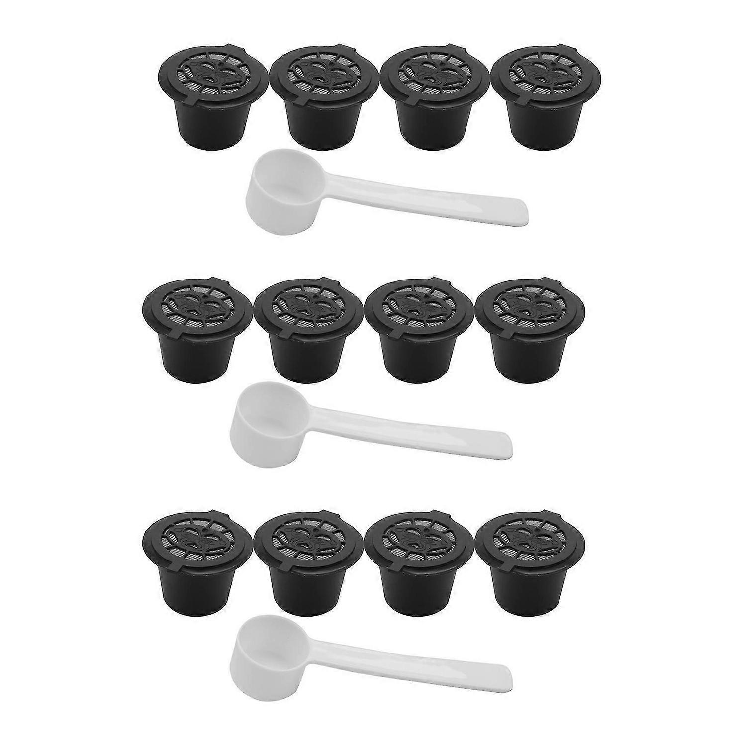 12X Refillable Reusable Coffee Capsules Pods for Machines Spoon
