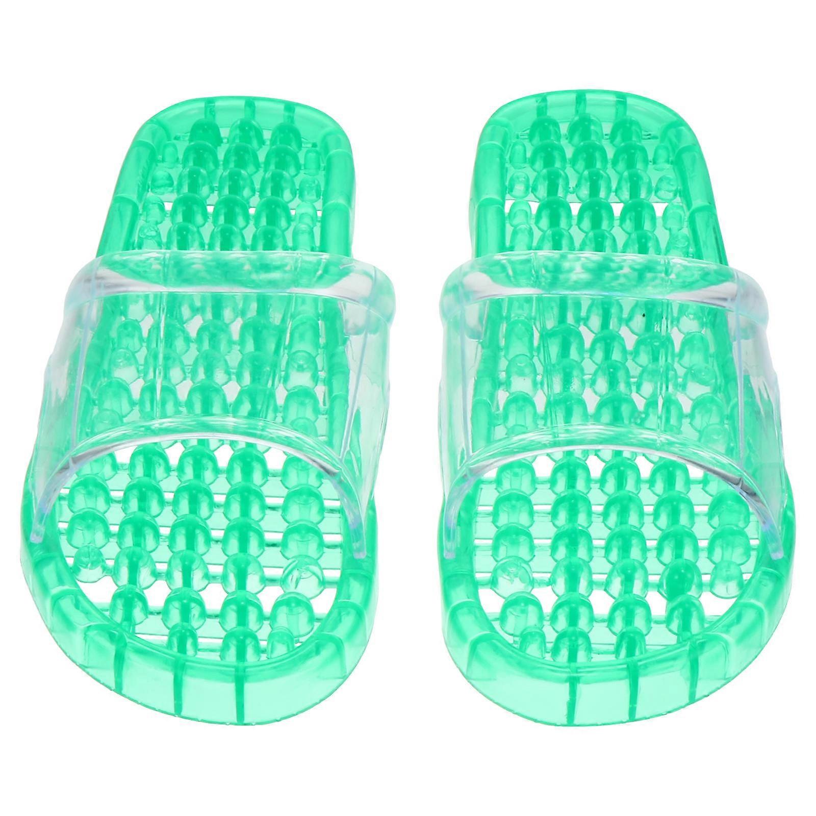 Massaging Bathroom Slippers with Hollowedout Design for Quick Drying and Comfortable Wear Green