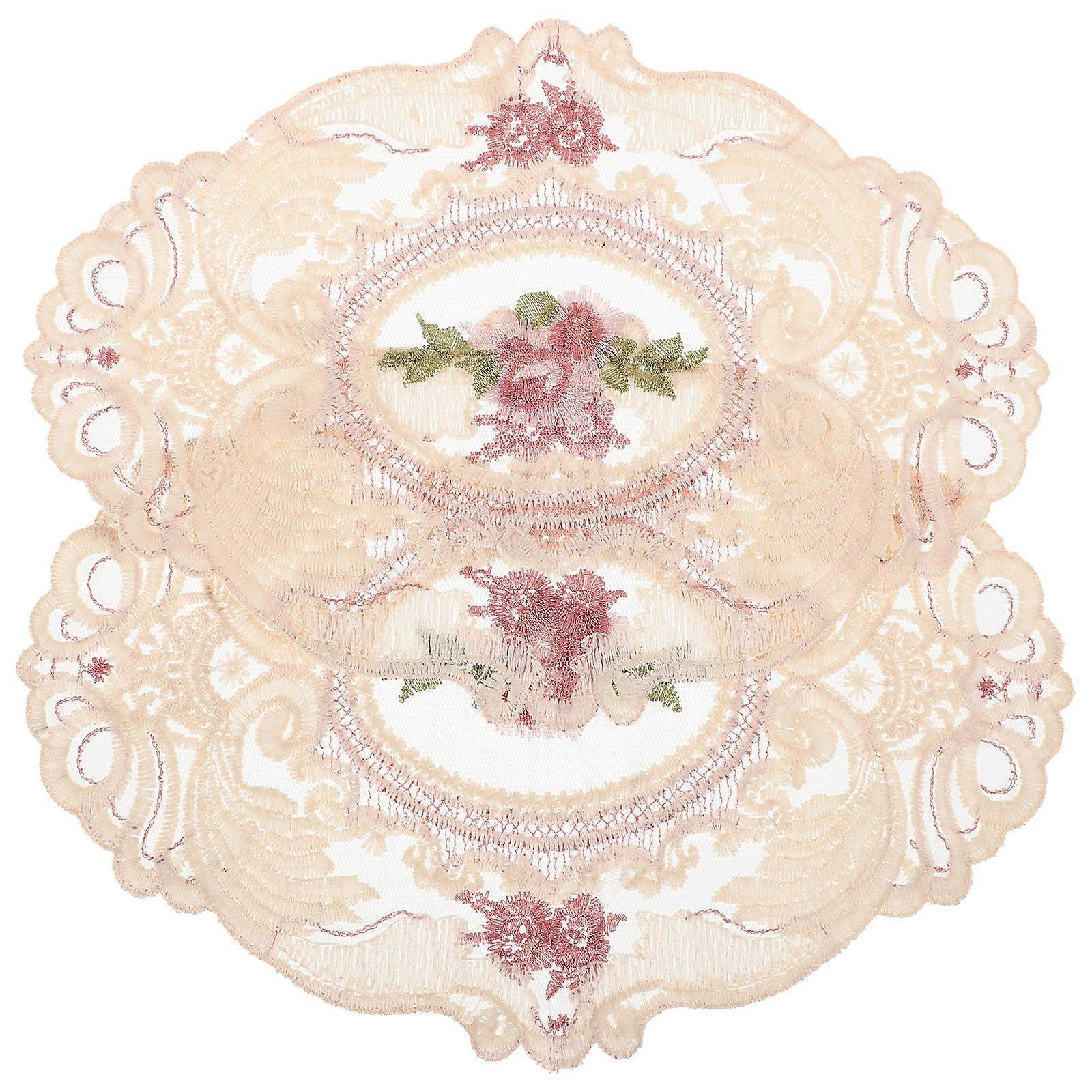 Vintage Embroidered Lace Placemats Set of 2 Elegant Soft French Doilies for Dining Tables Home Decor Coasters Table Mats