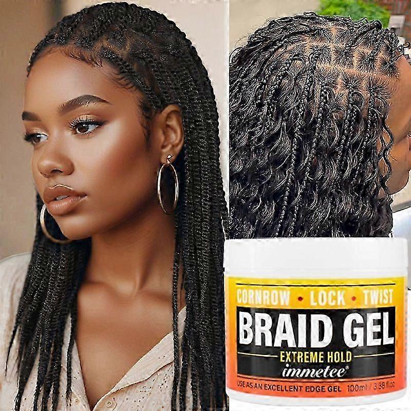 Braid Gel| Extreme Hold, High Shine | Frizz & Flake-Free Edge Control | Slick & Style Braids, Locks, Twists, Cornrows