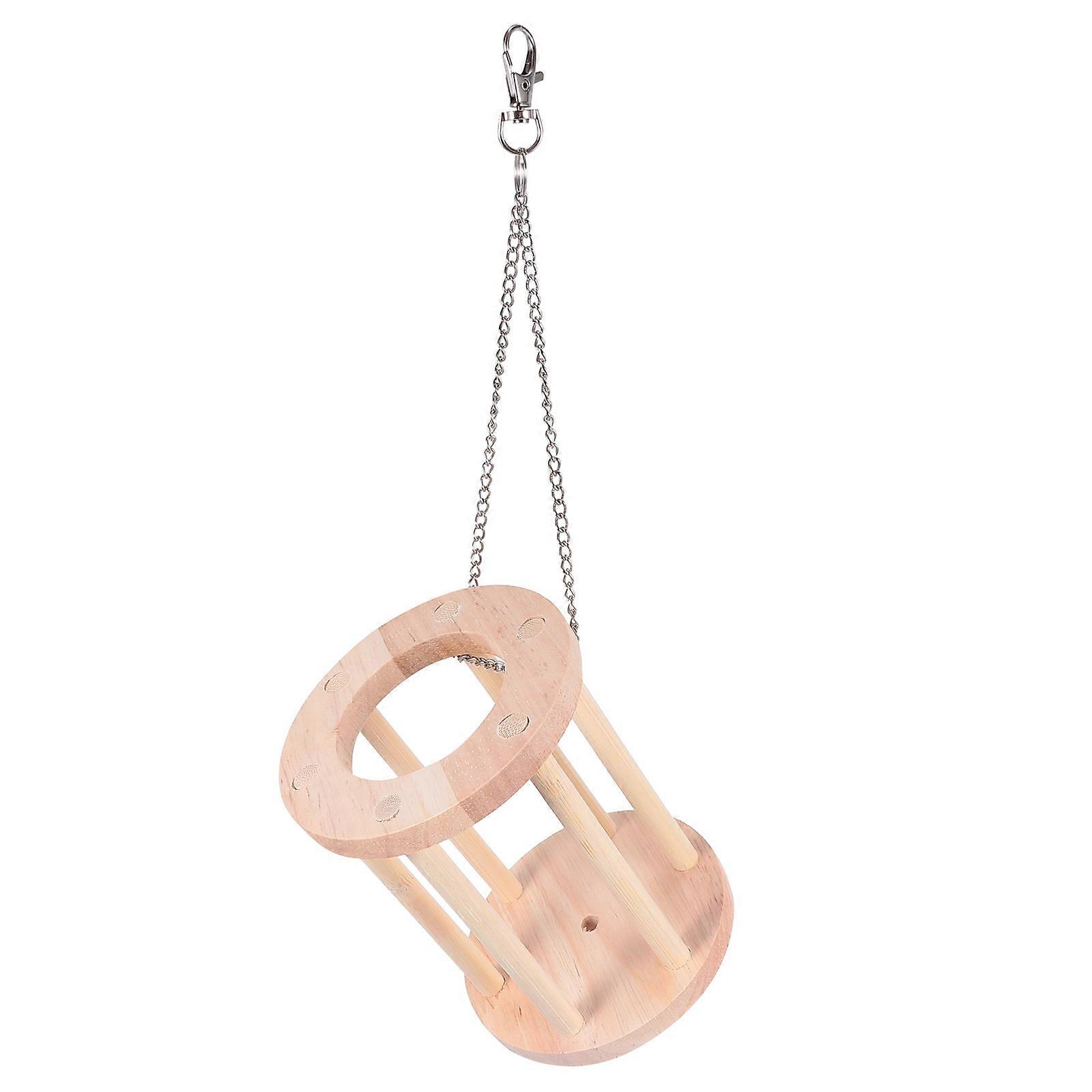 Wooden Rabbit Feeder Rack with Chain Food Manger and Grass Holder