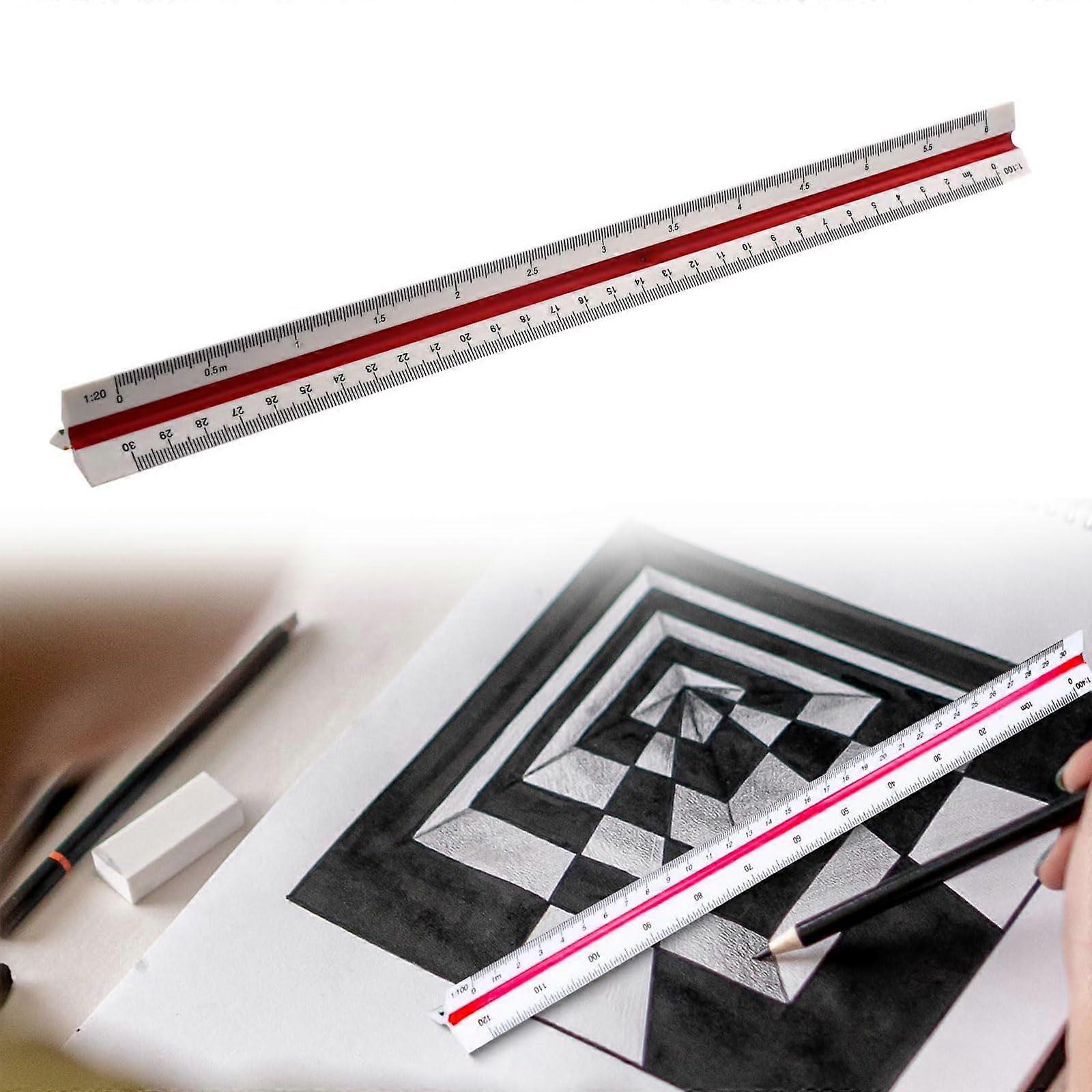 Plastic Scale Ruler, Triangular, Metric Scales, 1:201:125, 30 cm