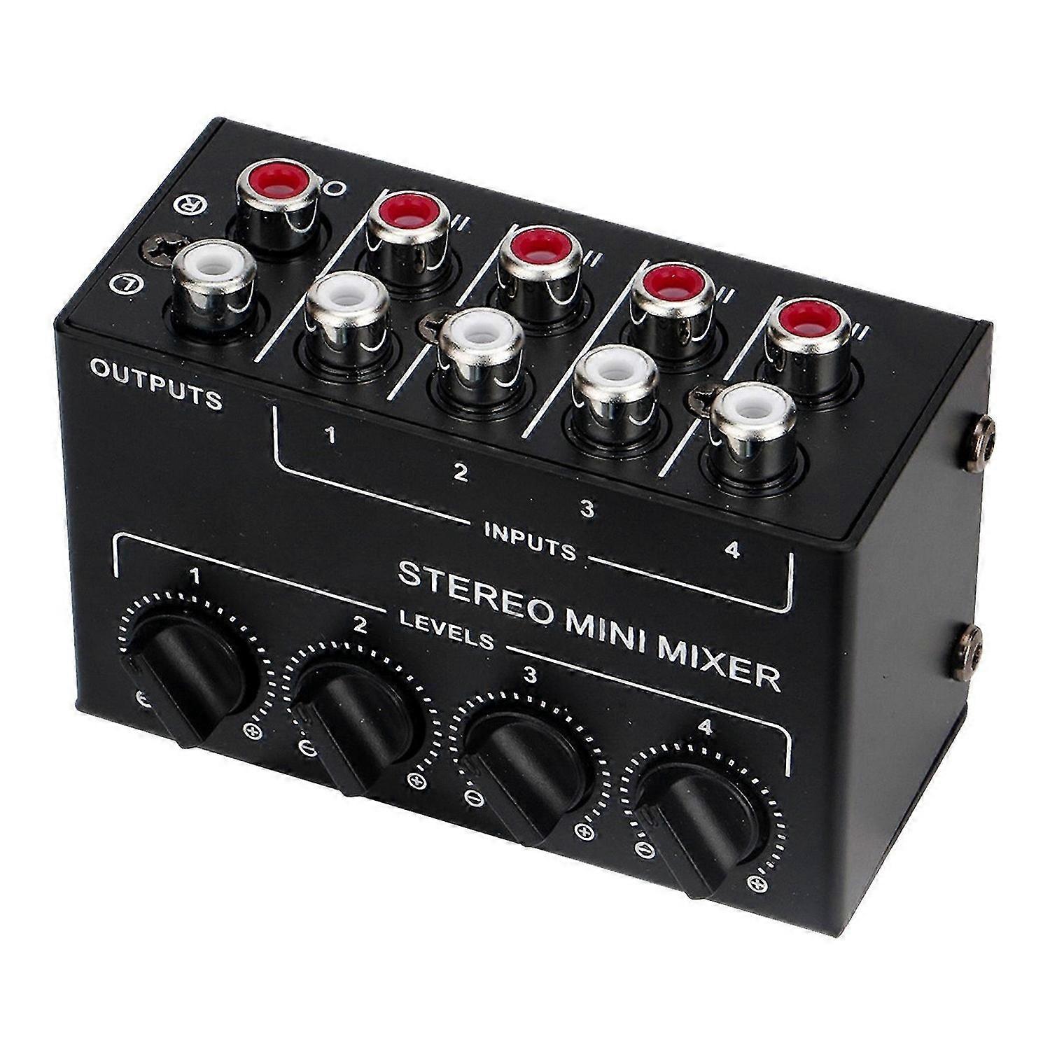 Mini 4 Channel Stereo o Mixer Sound Mixing Console RCA Inputs for Karaoke 1X FT