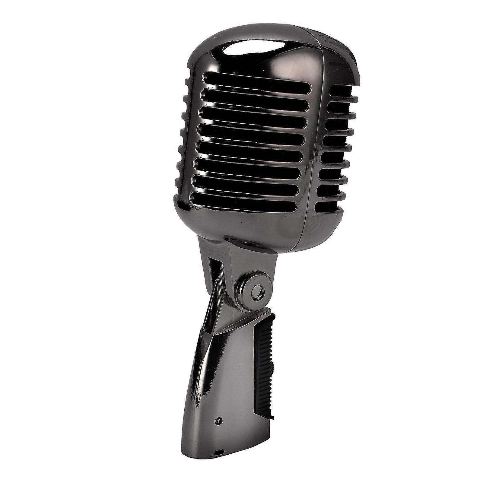 Dynamic Microphone Retro Cardioid Pickup Angle Adjustable Mic for Stage Performance KTV Gunmetal Grey 