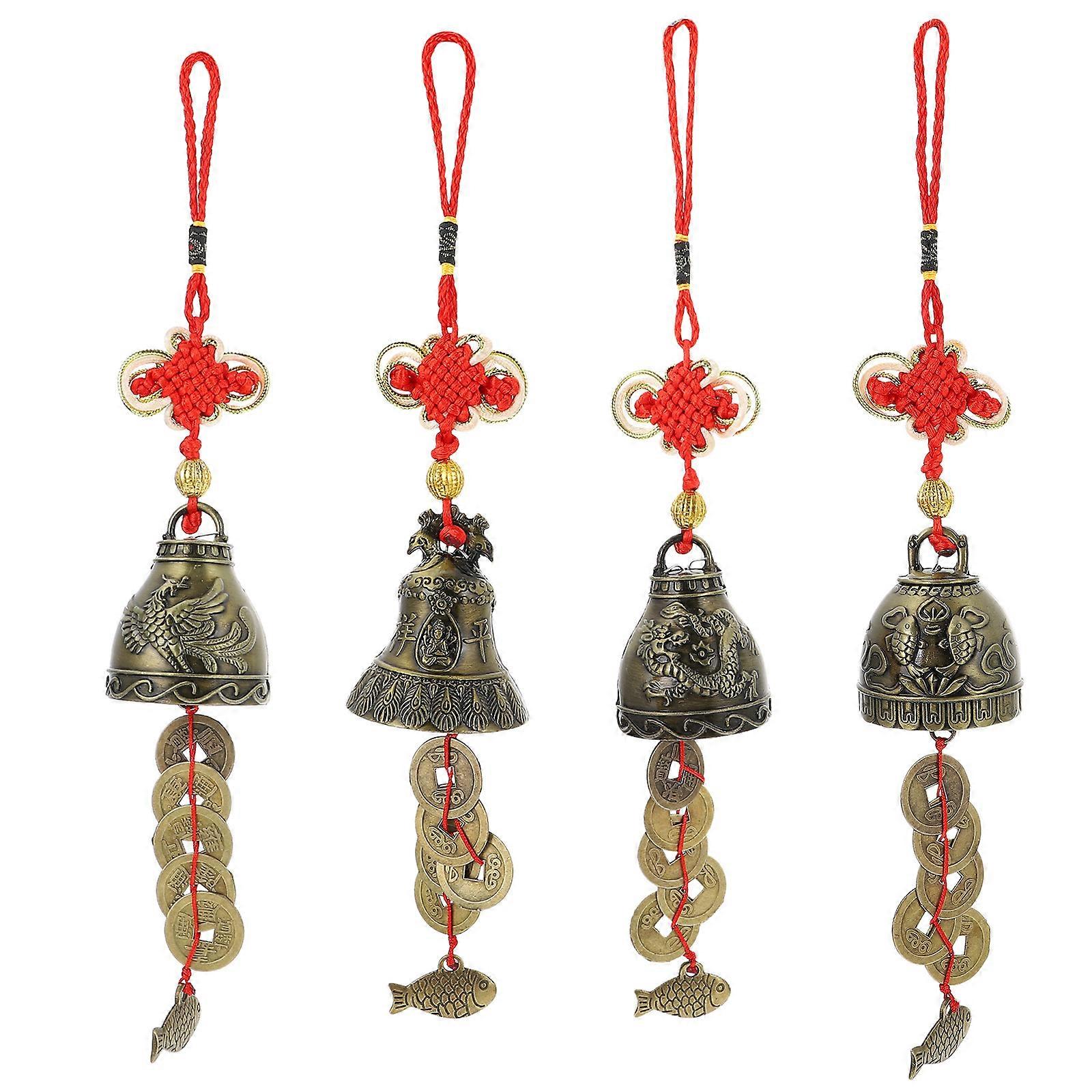Indoor Wind Chime Bell Shape Zinc Alloy Luck 28x5.5cm 4Pcs