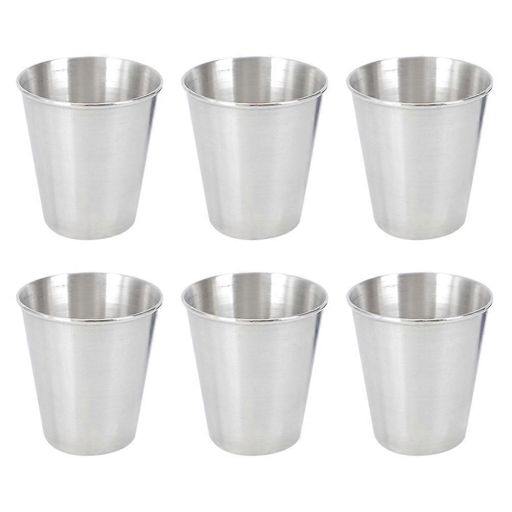 Stainless Steel Cups for Home Use and Portable Drinking Tumblers Silver Set of 6 Small Lightweight