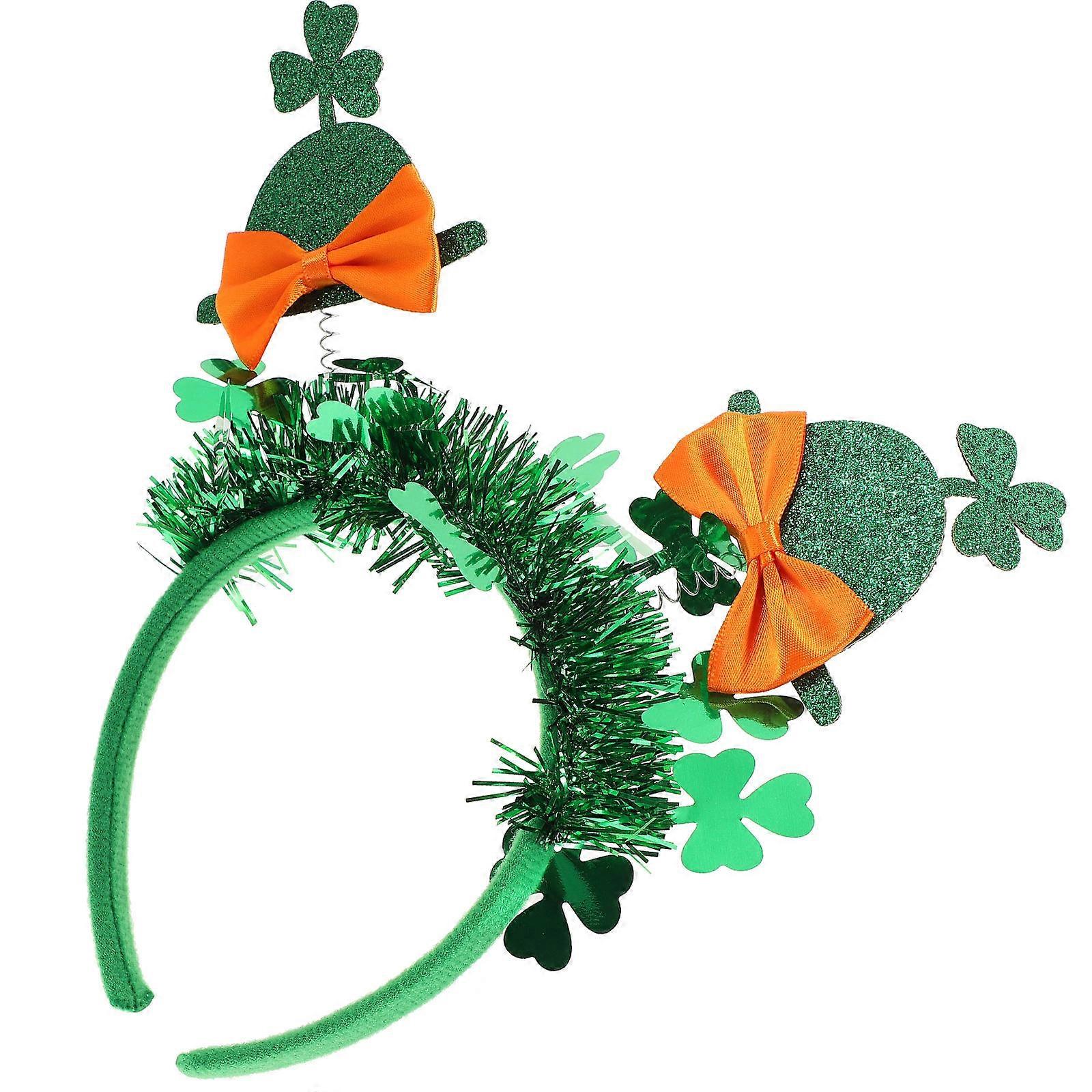 Irish Hat Headband Small Top Hat Headband for Women Green Glitter Fabric Decorative 1Set