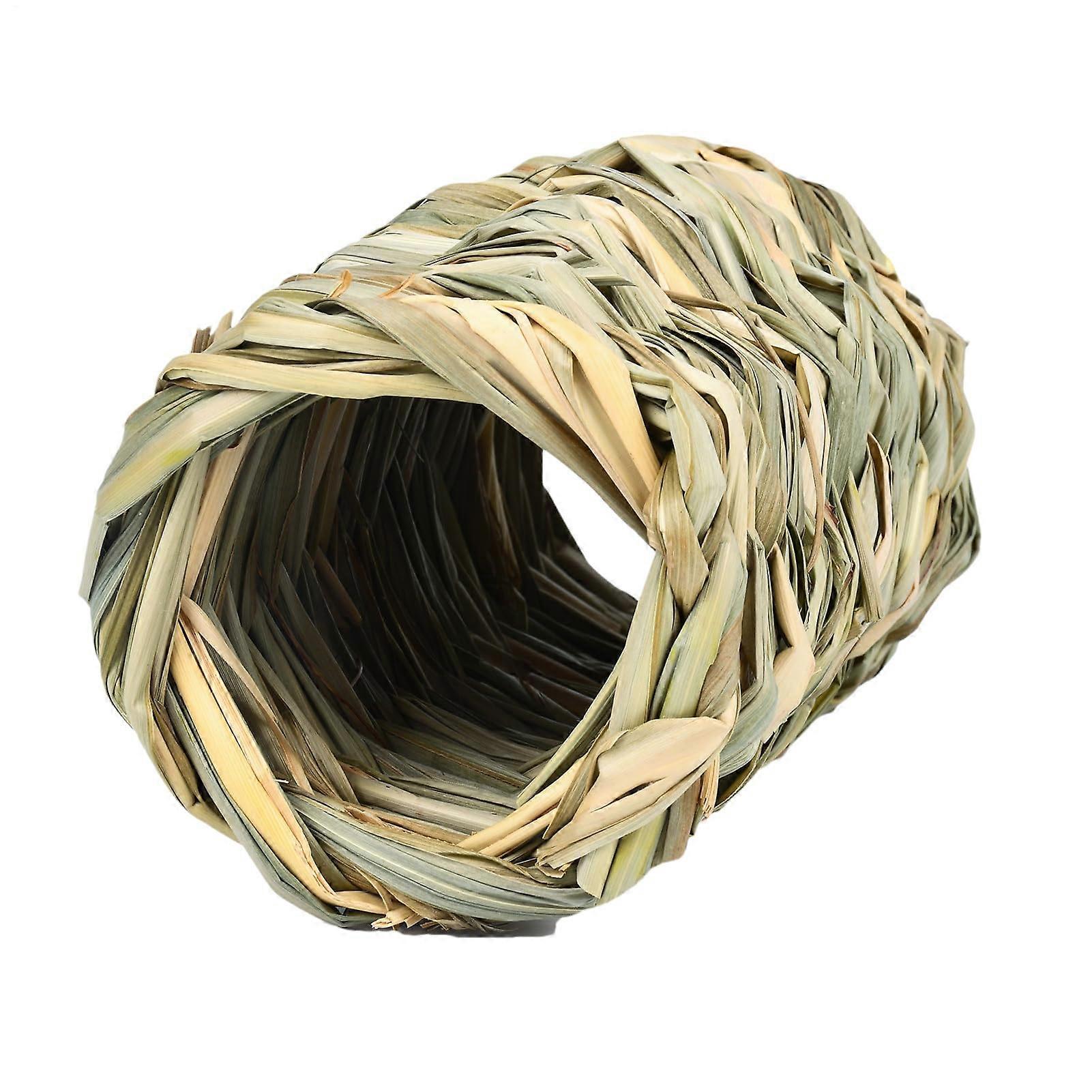 Bunny Grass Tunnel House for Small Pets, Handwoven Grass Bed, Interactive Rabbit Playhouse, Natural Grass Material