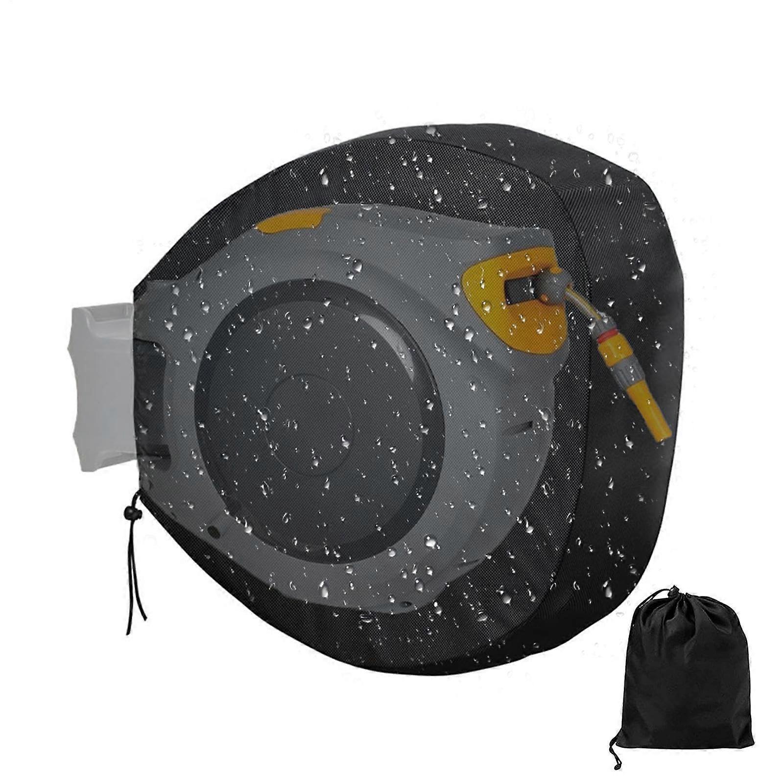 Garden Hose Reel Cover Durable With Adjustable Handle, Wall-Mounted Storage Shields Keeps Tidy And Prevents Tangling