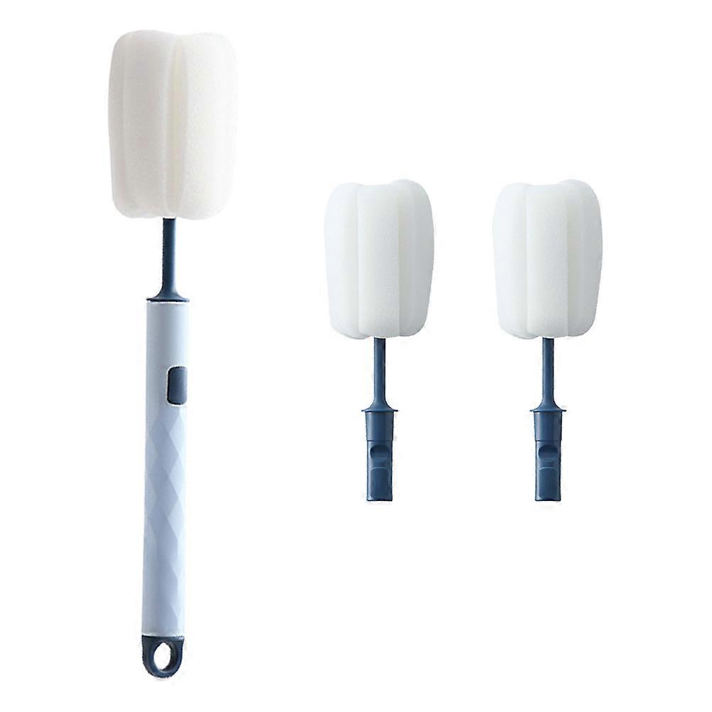 Creative Detachable Sponge Bottle Brush Set with Replacement Heads and Hanging Design for Easy Cleaning of Bottles, Cups, and Glasses