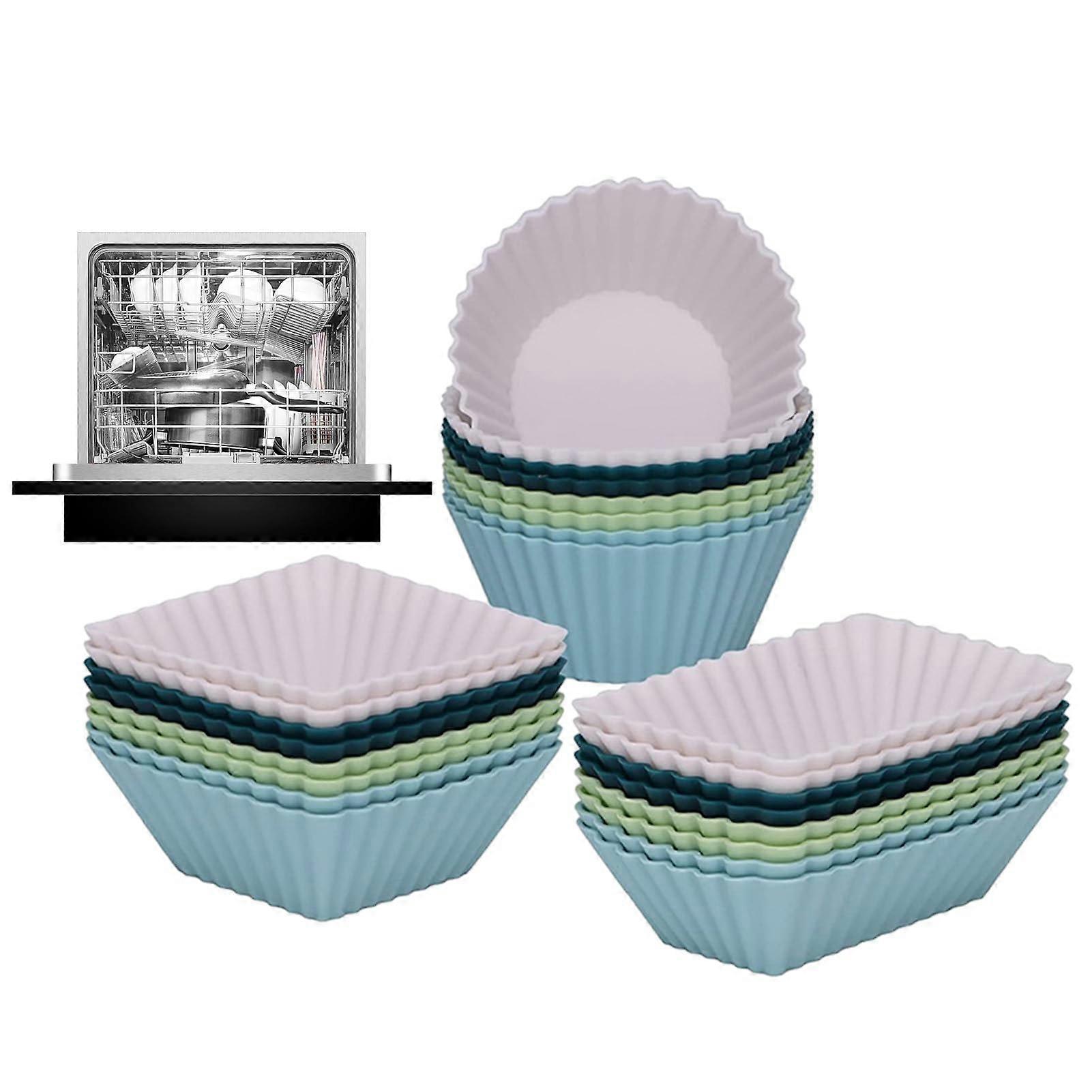Silicone baking cups Cupcake liner holder, thick and sturdy, easy to clean, nonstick, reusable silicone muffin cups for cooking, bread, pastries.