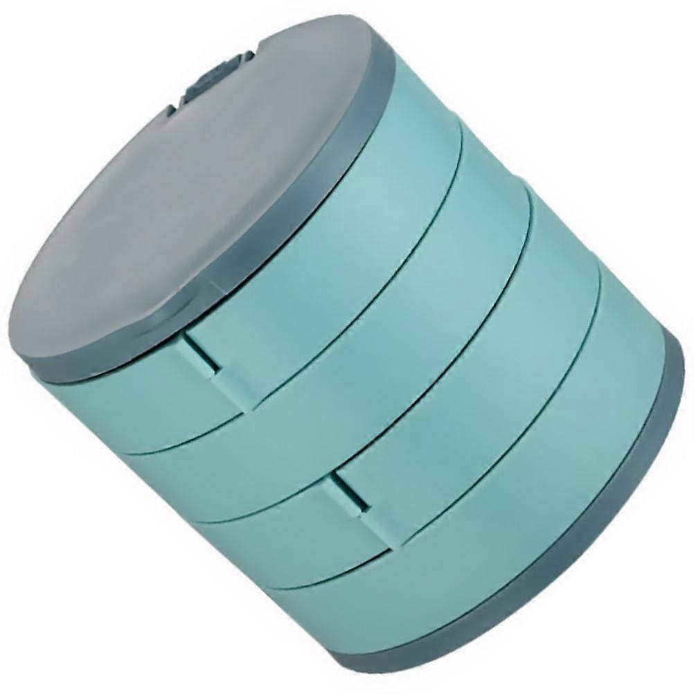 Blue ABS Multilayer Rotating Jewelry Box for Storage with Dust Cover and Space Saving °
