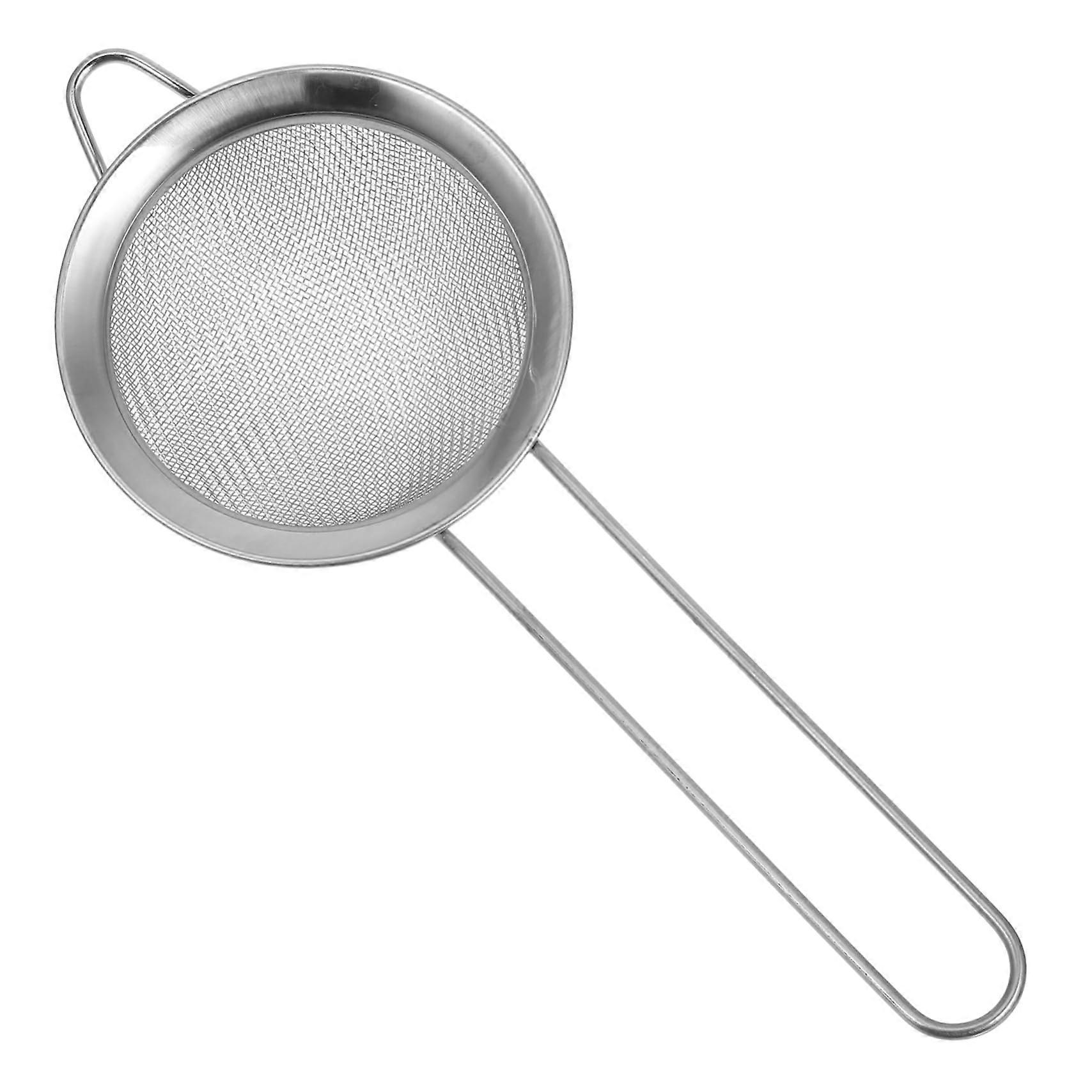 Finemesh and sturdy kitchen sieve for powder, ergonomic design for efficient baking.