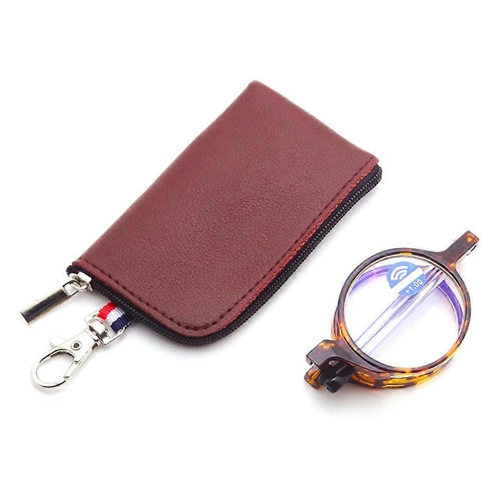 Blue Light Filter Foldable Reading Glasses Anti Blue Light Foldable Compact Mini Reading Aid Glasses with Case 1 X Turtle Color Folding Glasses 2.5x
