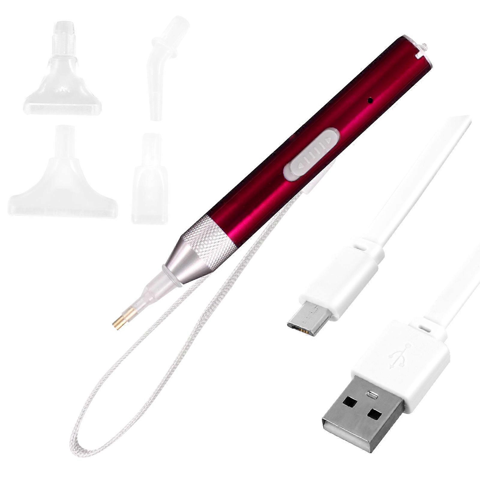 Pen With Light Tip Rhinestone DIY Pen For Artists Hobbyists Red 9X1cm Charging 1 Set