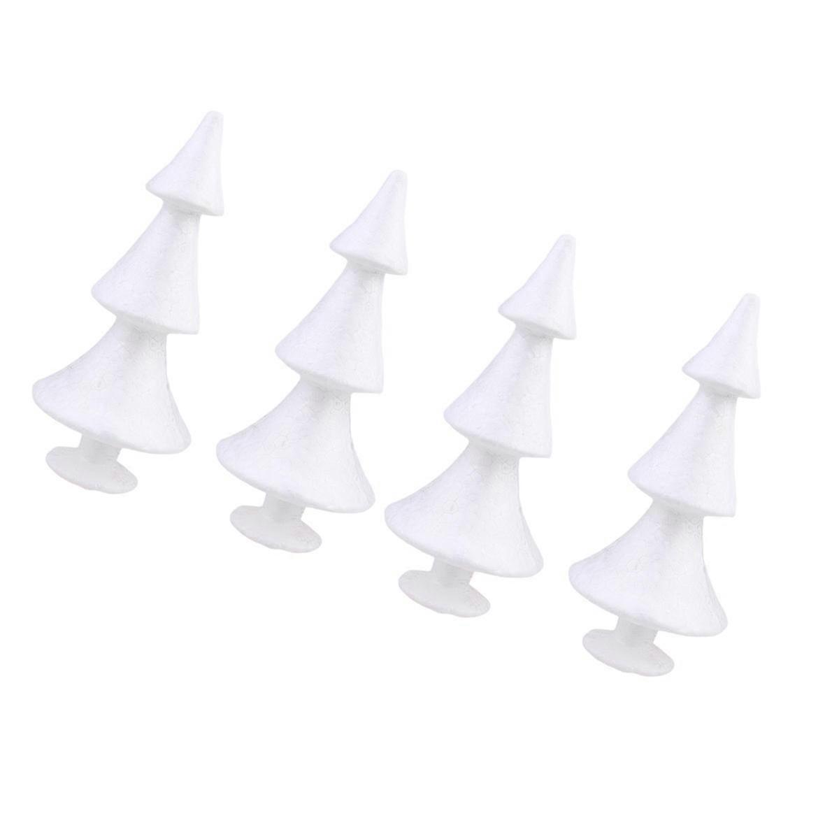Christmas Tree White Model for DIY Craft Decoration 4Pcs Foam Set