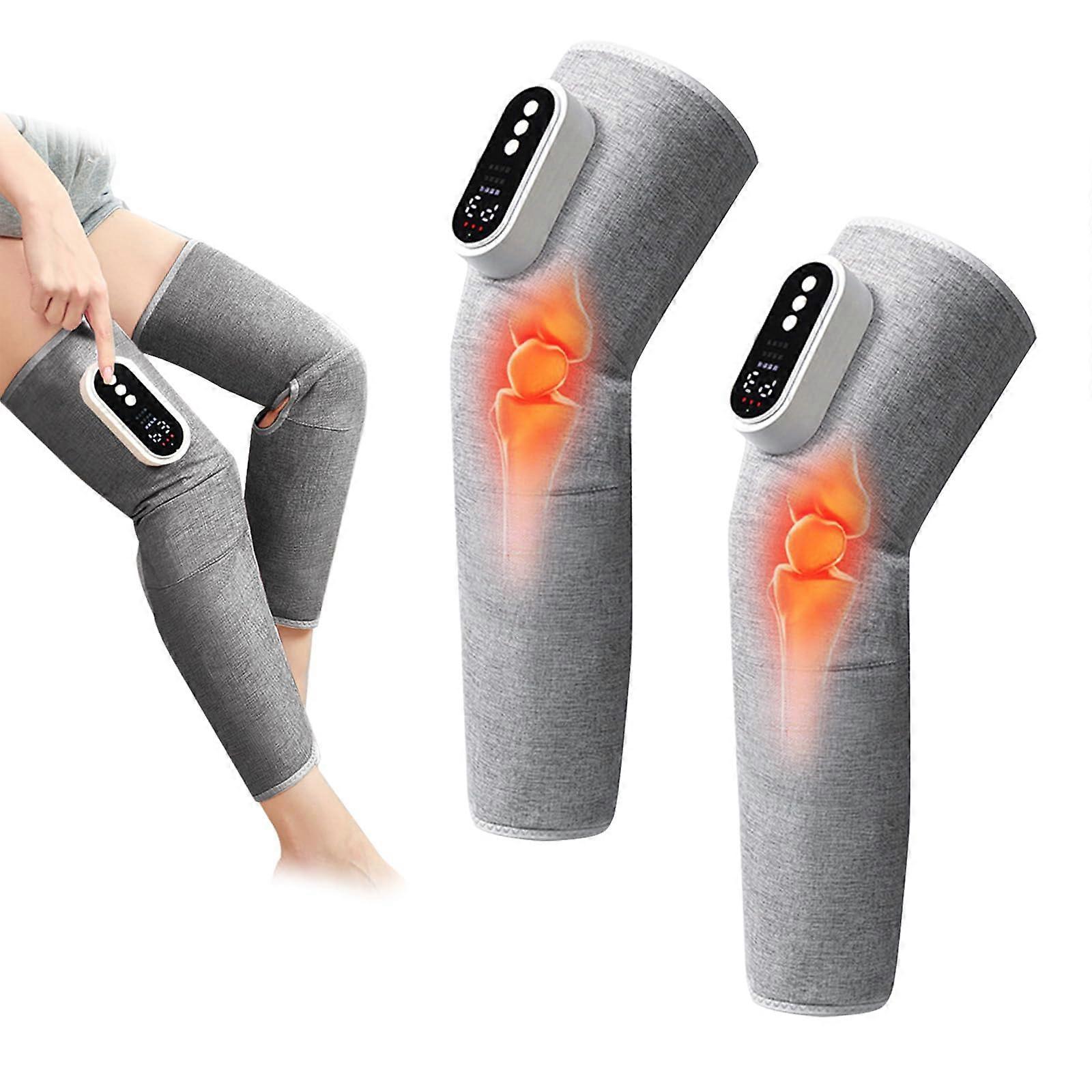 Wireless Leg Massager 2-Pack, 3 Intensities, 3 Modes, Heating, LCD, 15 Min Timer, Airbag Massager For Tired Legs, Grey