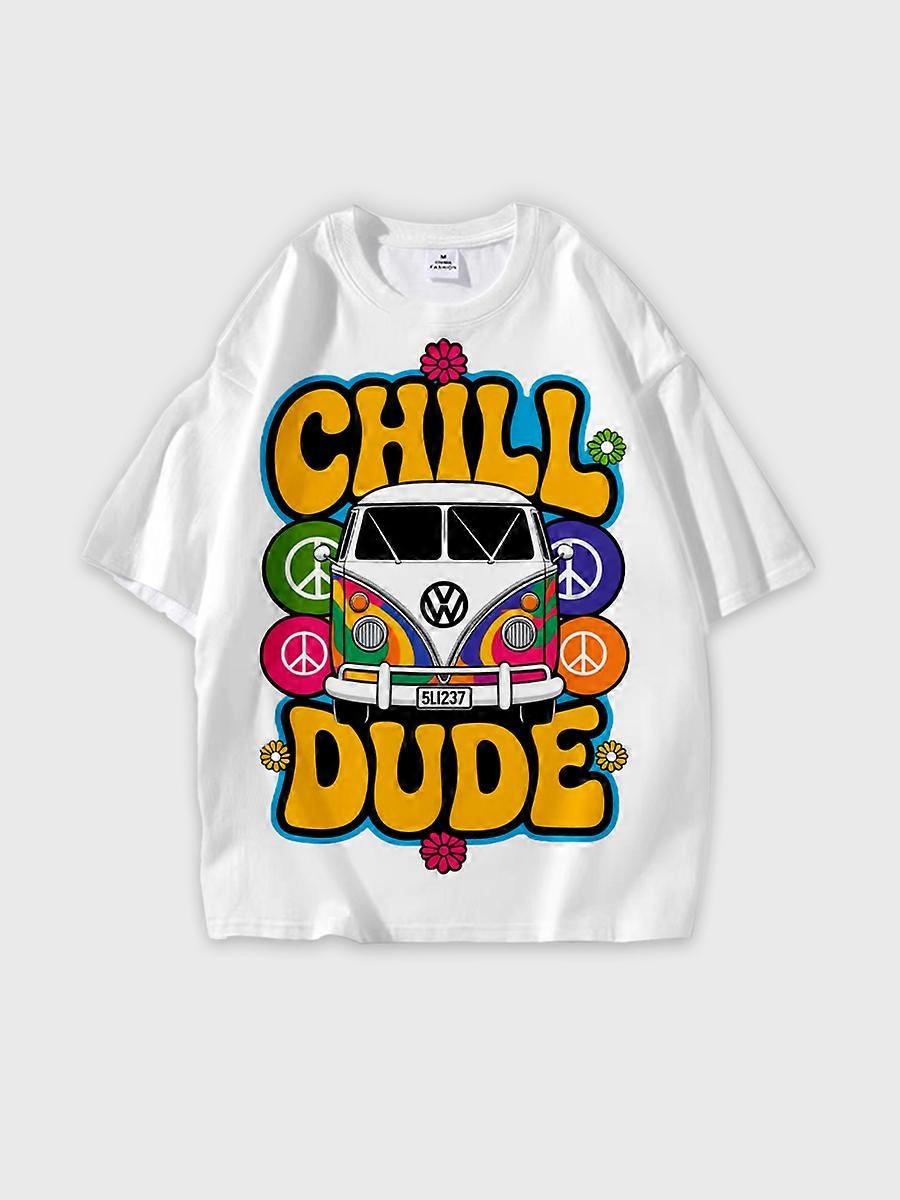 T-shirt round neck Pattern loose short sleeve N82