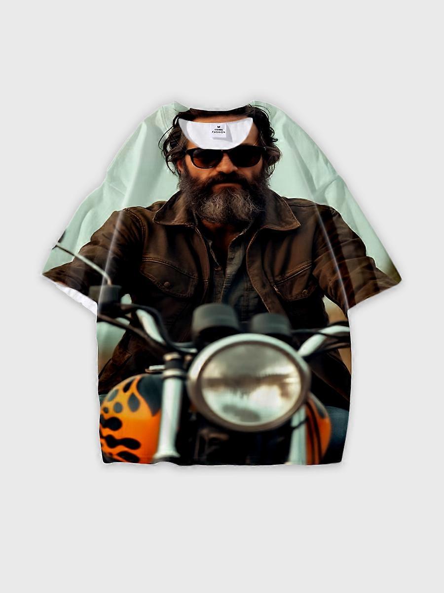 T-shirt round neck Pattern loose short sleeve E593