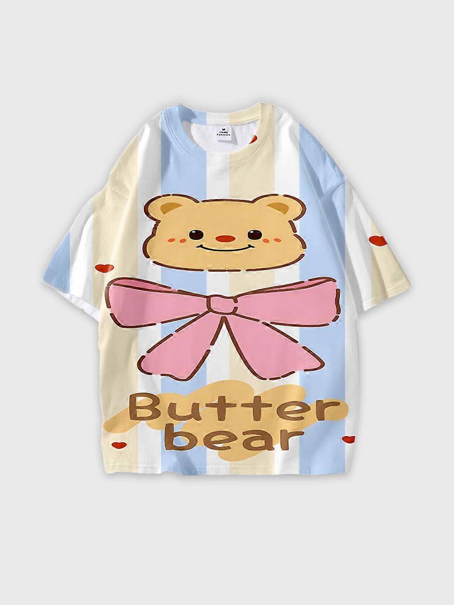 T-shirt round neck Pattern loose short sleeve O220