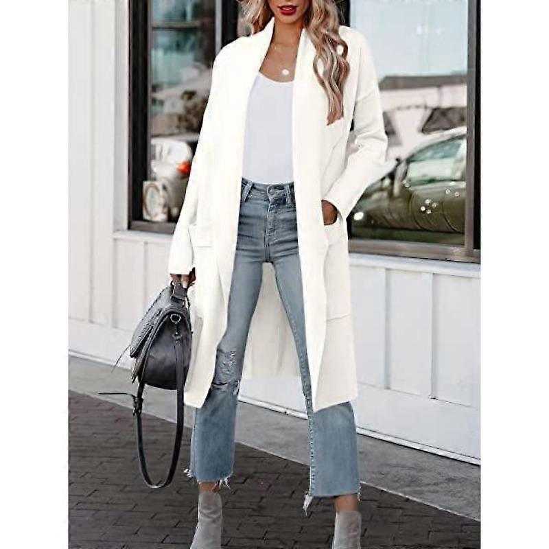 Autumn and Winter Women's Casual Long Solid Color Warm Coat Jacket