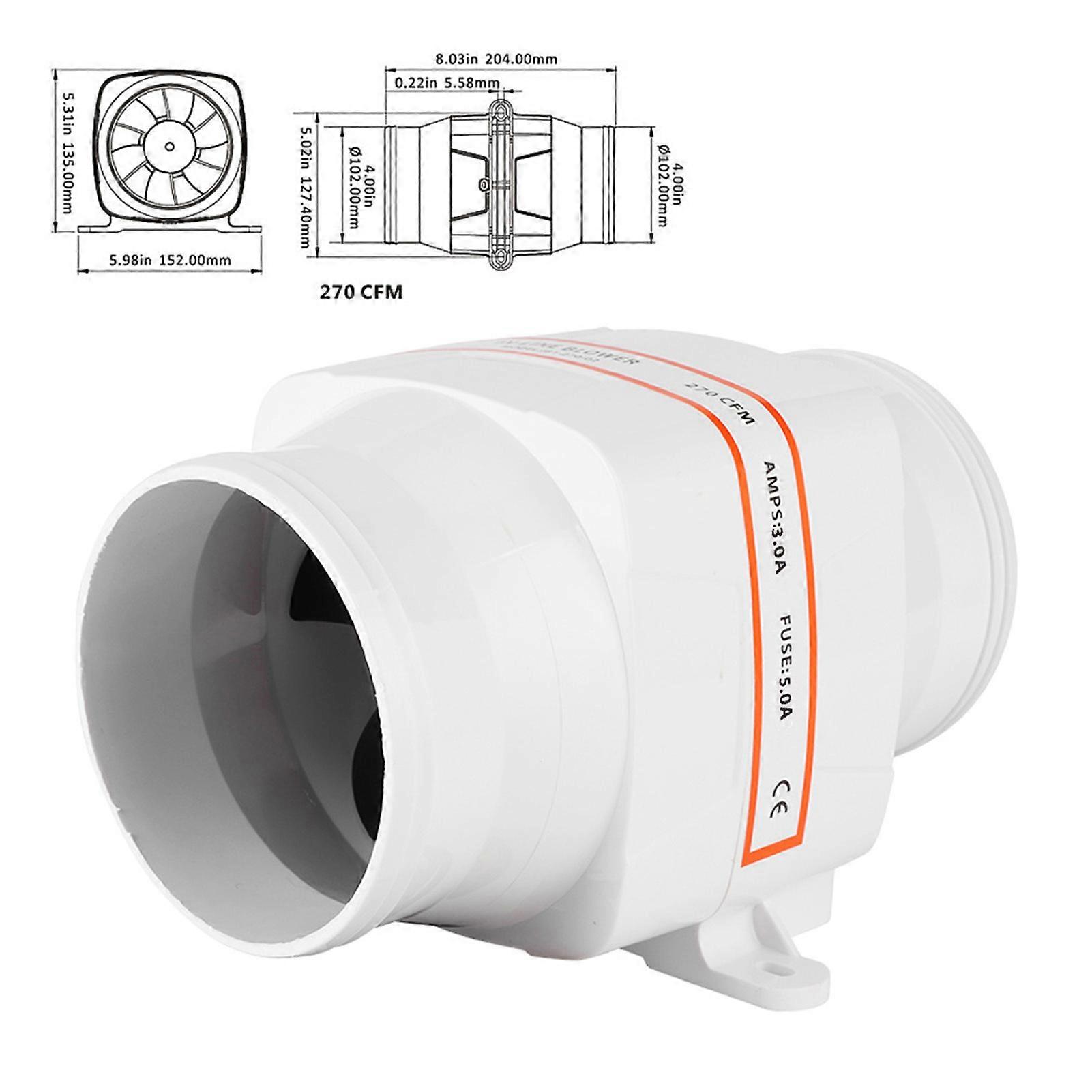 4inches In Line Bilge DC Air Blower Mute Strong Engine Ventilation Fan for Yacht RV(24V )