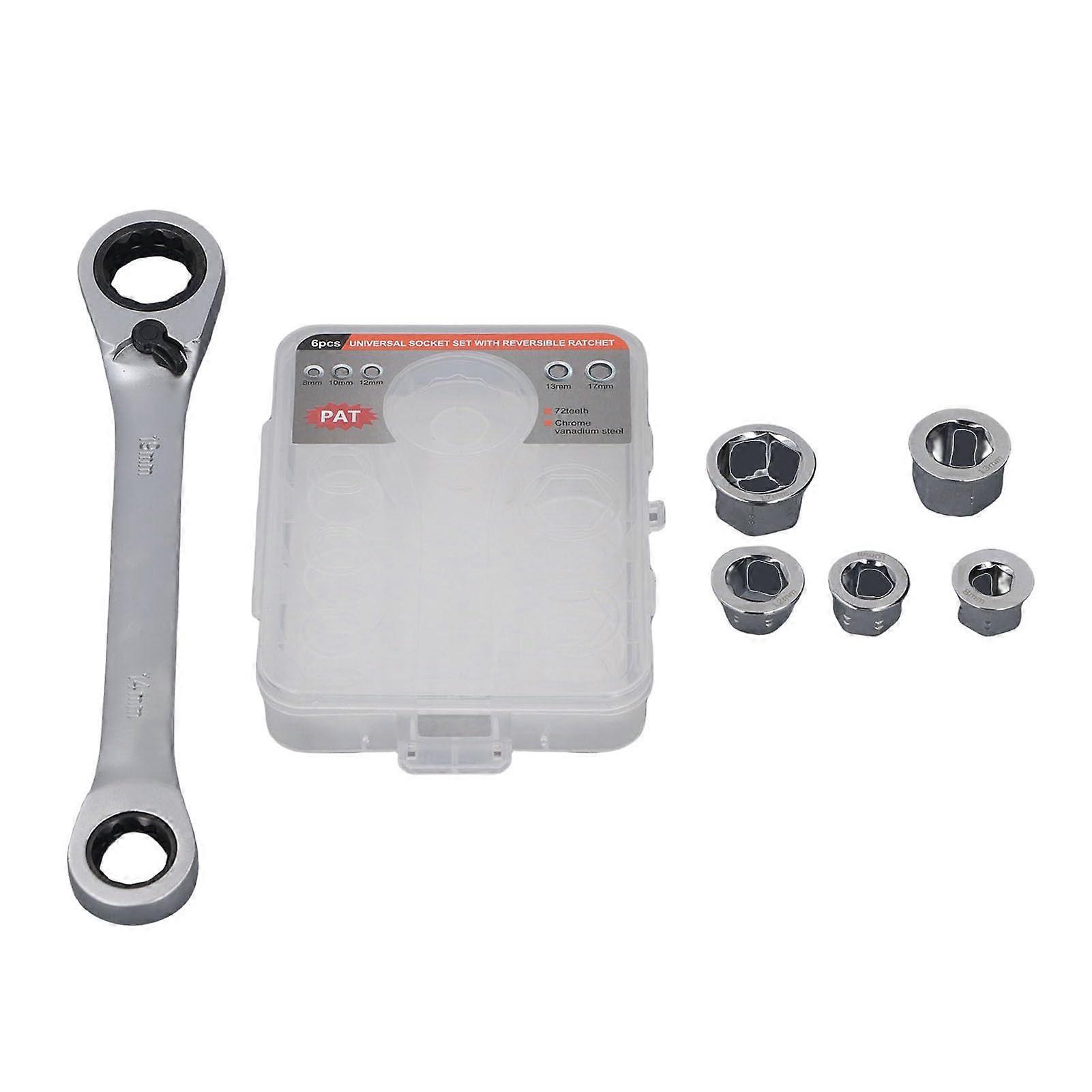 Ratchet Wrench 72-Tooth, 14 mm and 19 mm Metric Sockets, Double-Sided, Versatile
