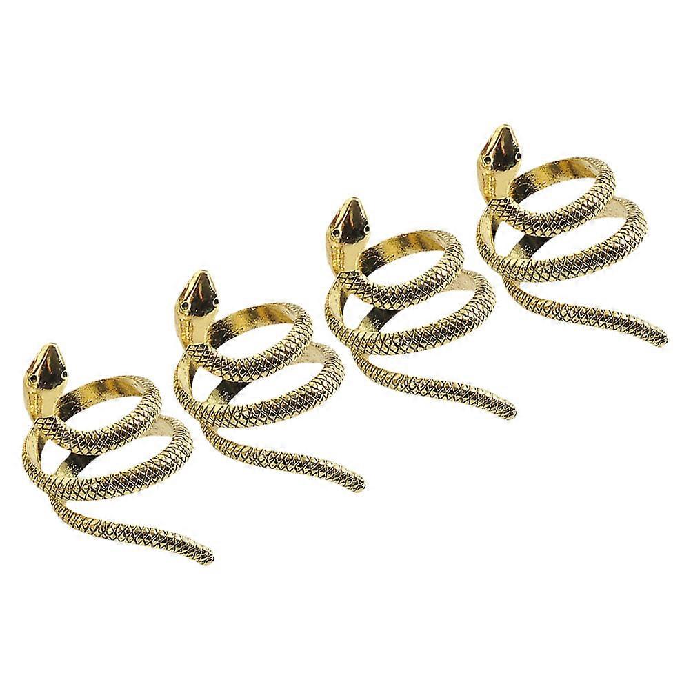 Luxury SnakeShaped Napkin Rings Golden Zinc Alloy Set of 4 for Elegant Table Decor and Special Occasions 2.5 inch diameter