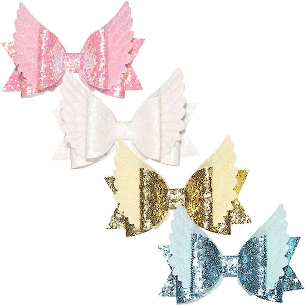 الفتيات اكسسوارات الشعر أقواس الشعر للأطفال آمنة الشعر الناعم الوردي القوس شكل المدرسة حفلة المرحلة الأداء 4 قطع