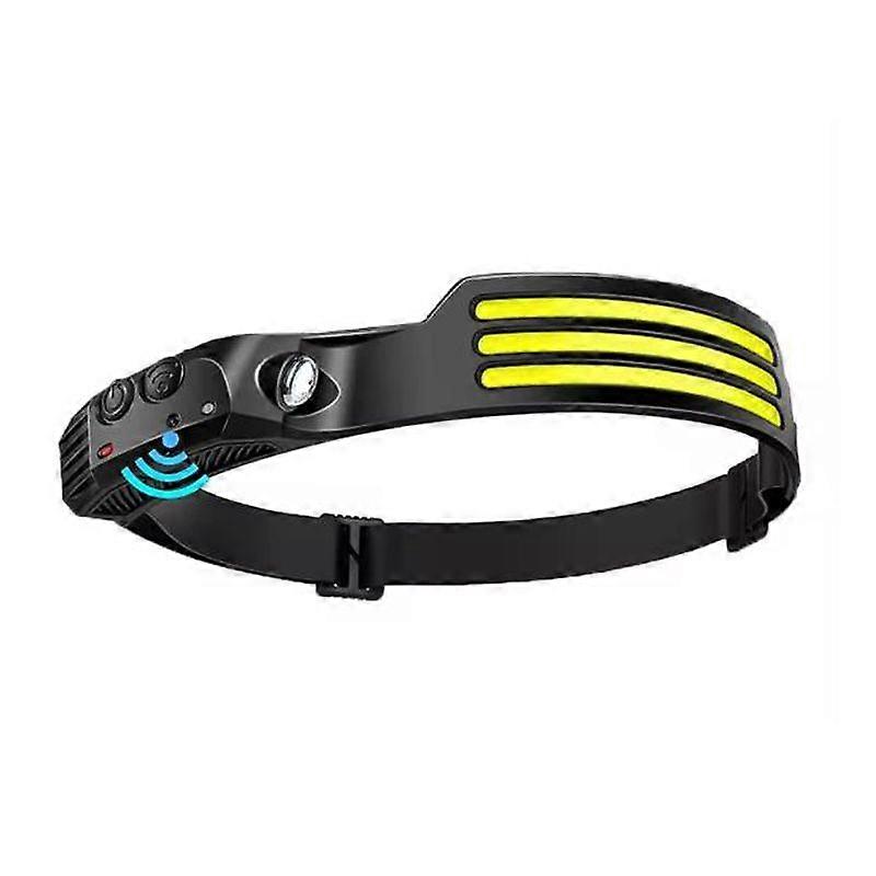 COB LED Headlamp with Sensor, USB Rechargeable, Headlamp for Camping, Fishing, and Outdoor Activities, Built-in Battery, Waterproof