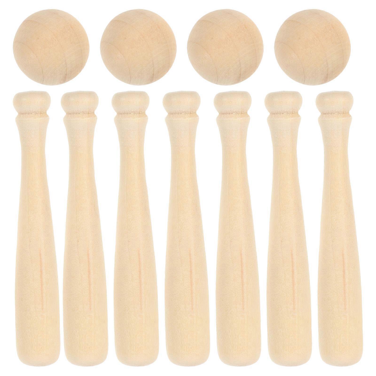Adorable Mini Baseball and Wood Bat Craft Ornaments for DIY Perfect for Creative Table Decorations and Educational Games 30 Pieces