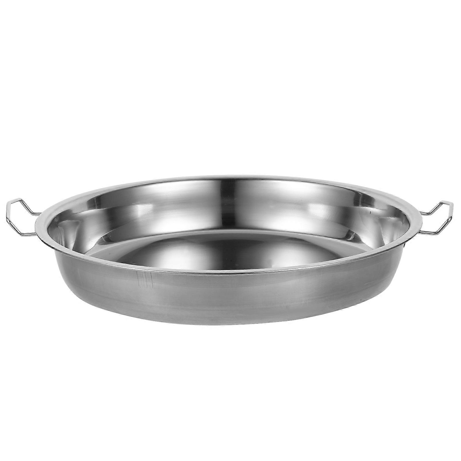 Stainless Steel Noodle Steaming Plate with Handle for Storage 30CM Silver
