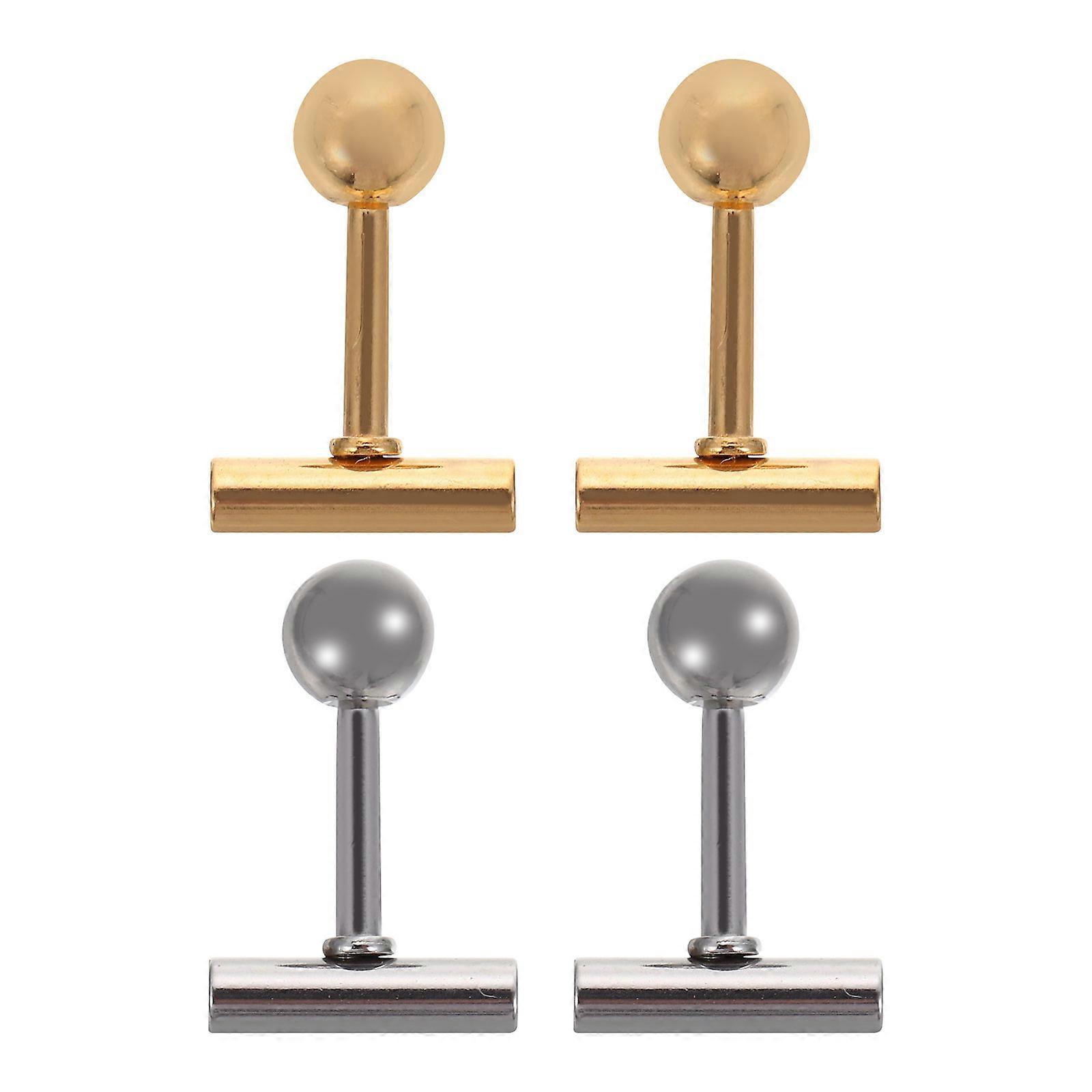 Stainless Steel Tiny Post Earrings Studs Simple Design For Men And Women Assorted Color Safe & Durable 2 Pairs